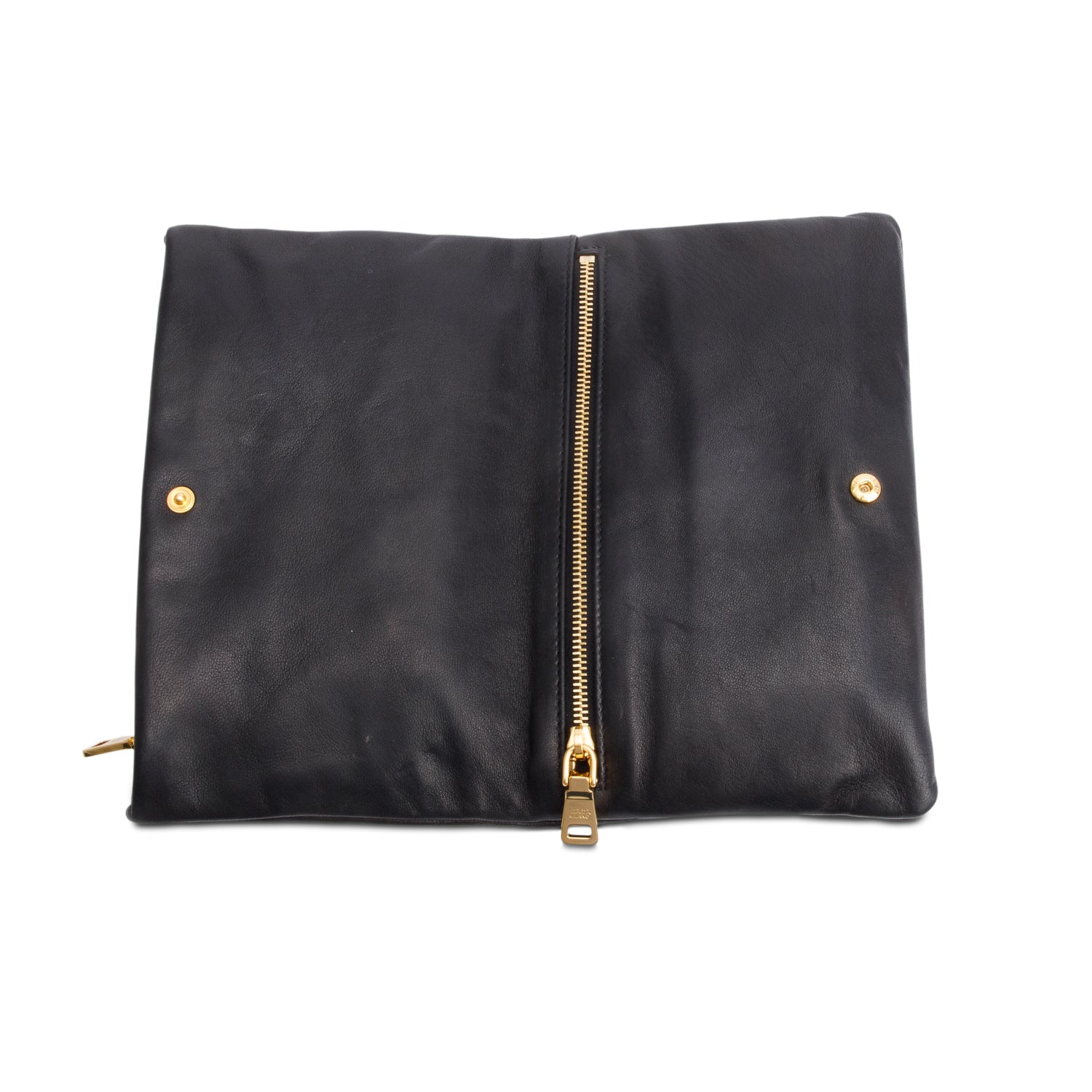 Prada Black Nappa Ricamo Flap Clutch