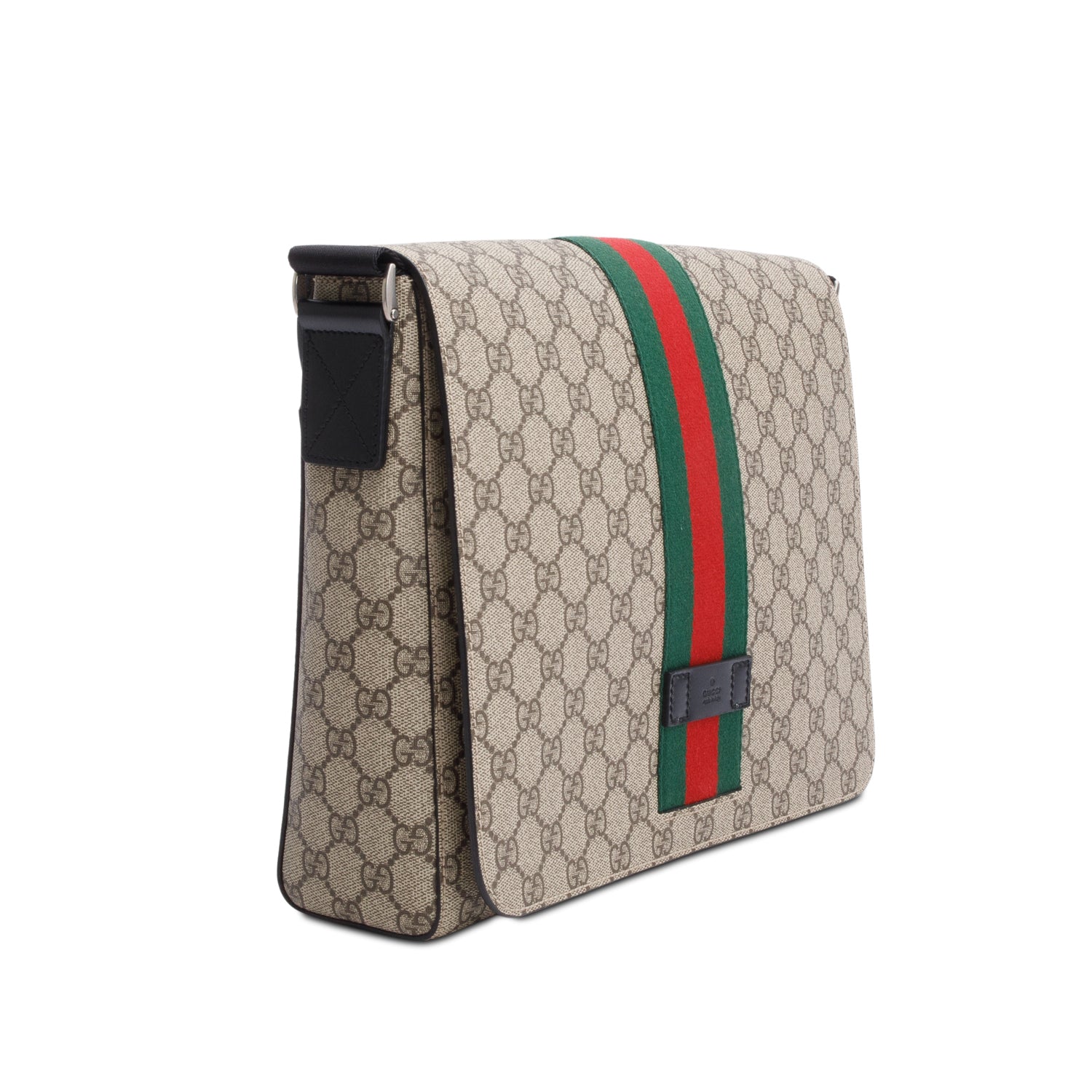 Gucci GG Supreme Monogram Web Flap Messenger Bag w/ Receipt