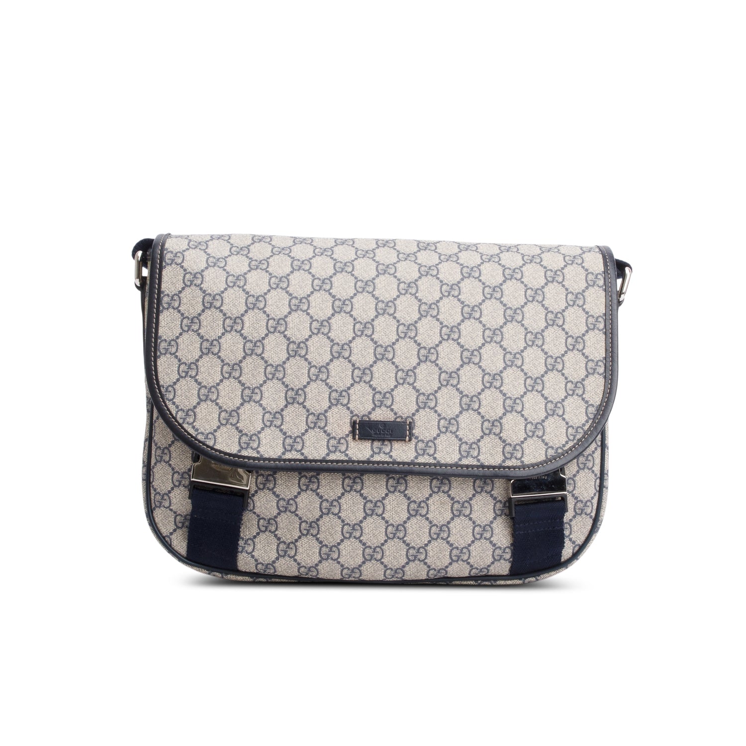 Gucci GG Plus Monogram Medium Double Buckle Flap Messenger Bag