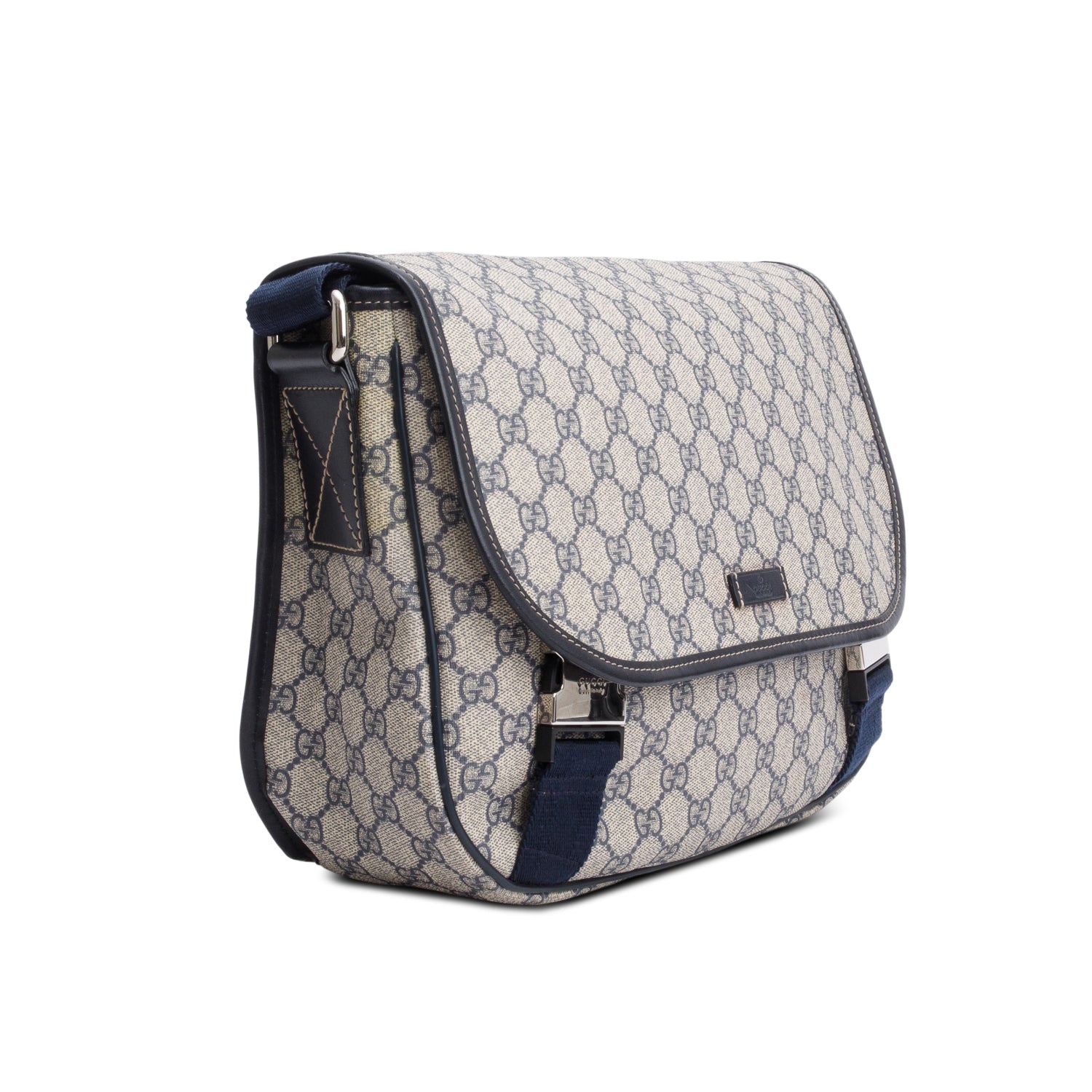 Gucci GG Plus Monogram Medium Double Buckle Flap Messenger Bag
