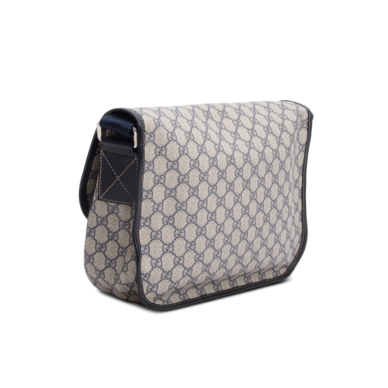 Gucci GG Plus Monogram Medium Double Buckle Flap Messenger Bag