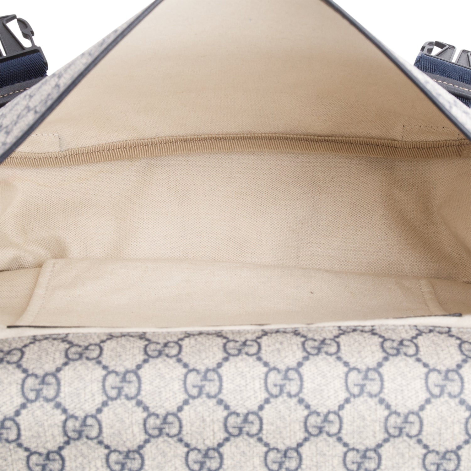 Gucci GG Plus Monogram Medium Double Buckle Flap Messenger Bag