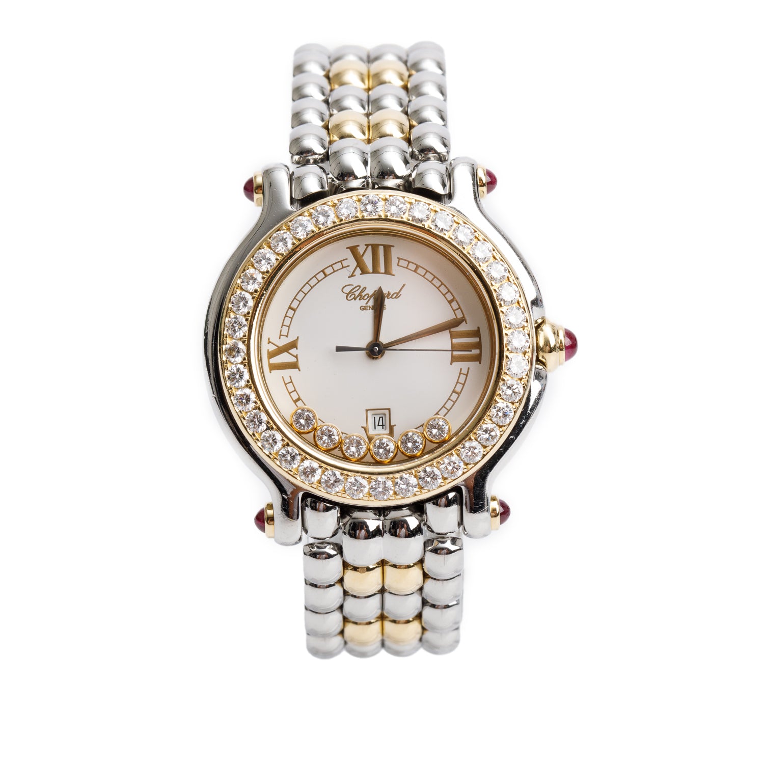 Chopard Stainless Steel & 18k Yellow Gold  Happy Sport Diamond 32.5 MM Quartz Watch w/ Papers