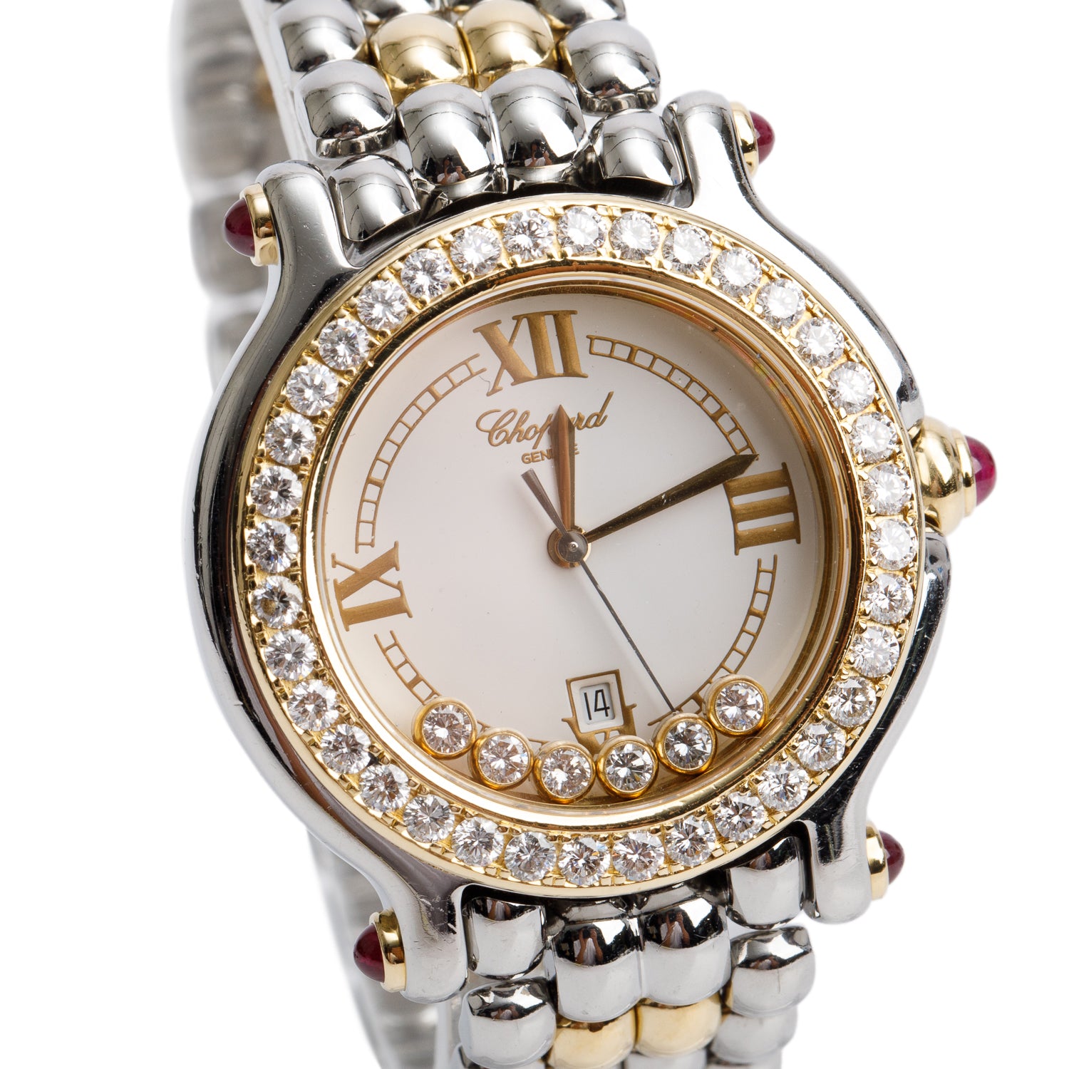 Chopard Stainless Steel & 18k Yellow Gold  Happy Sport Diamond 32.5 MM Quartz Watch w/ Papers