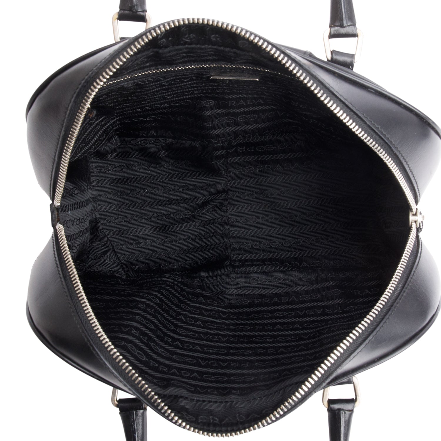 Prada Black Nylon Leather Bauletto Bag