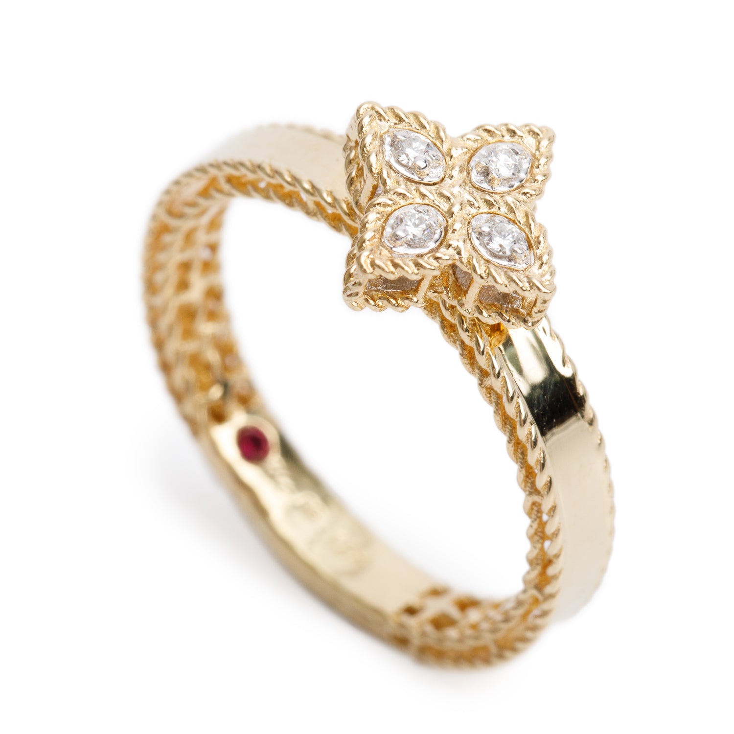 Roberto Coin 18k Yellow Gold Diamond Princess Flower Ring, Size 8