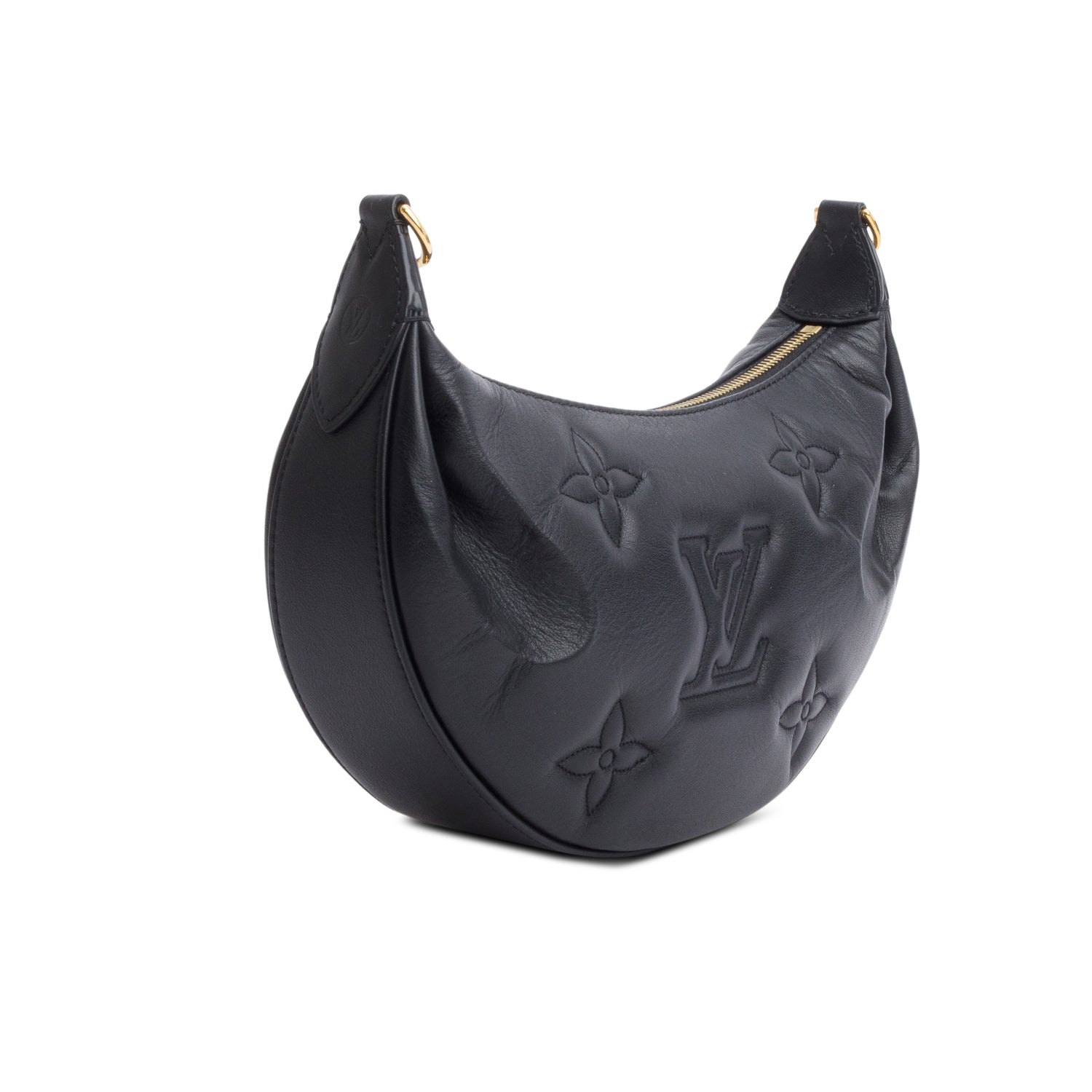 Louis Vuitton Black Bubblegram Embossed Leather Over The Moon Bag w/ Straps