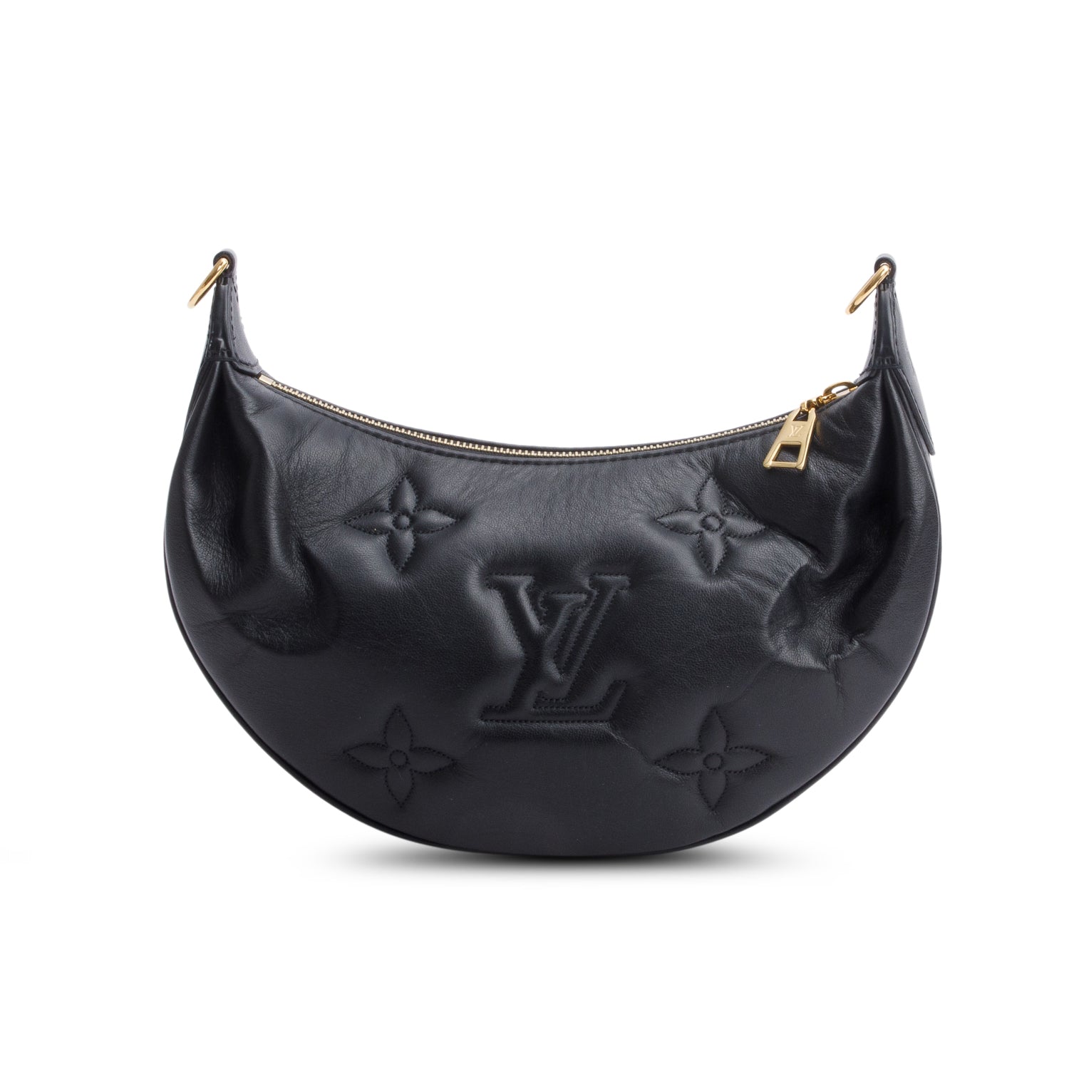 Louis Vuitton Black Bubblegram Embossed Leather Over The Moon Bag w/ Straps