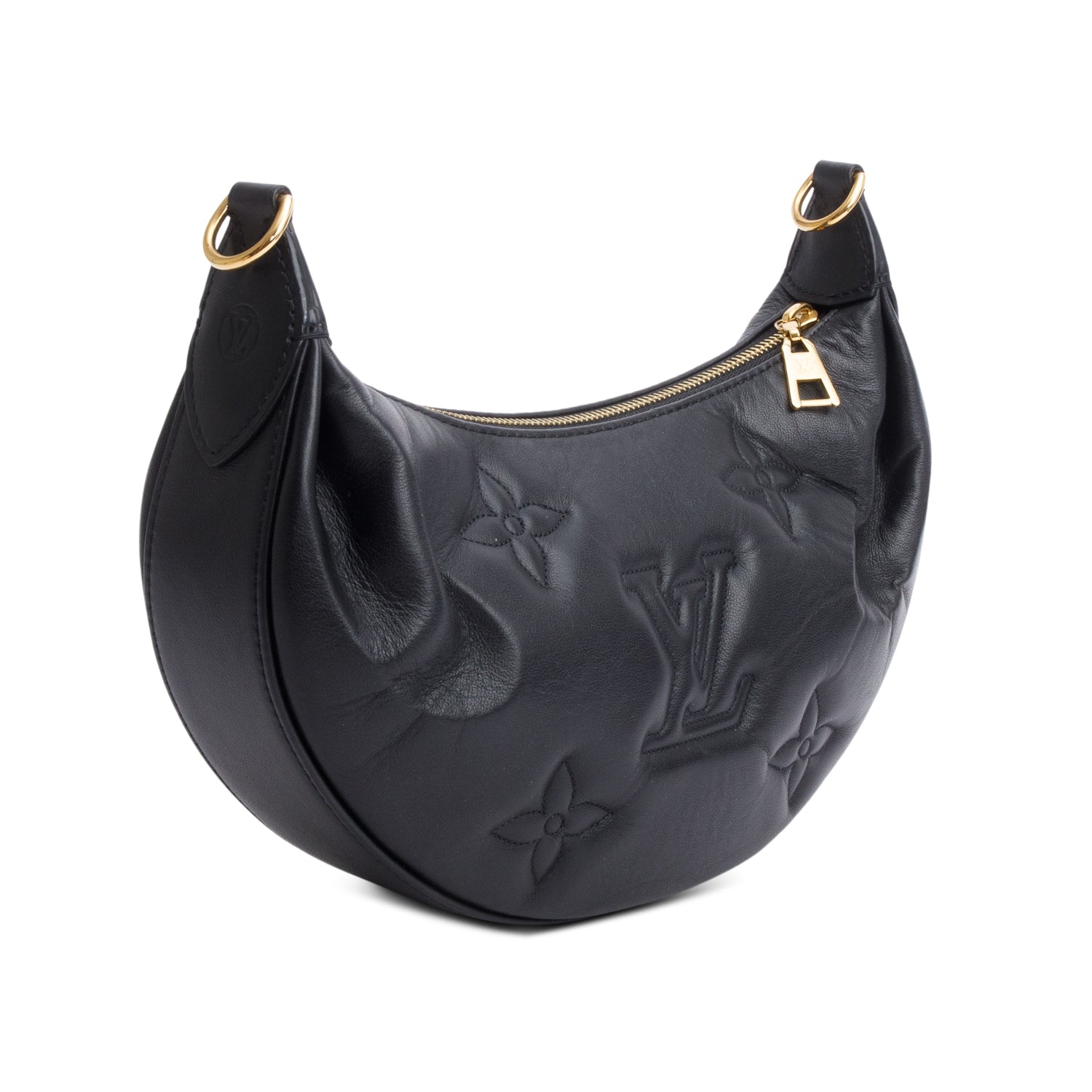 Louis Vuitton Black Bubblegram Embossed Leather Over The Moon Bag w/ Straps