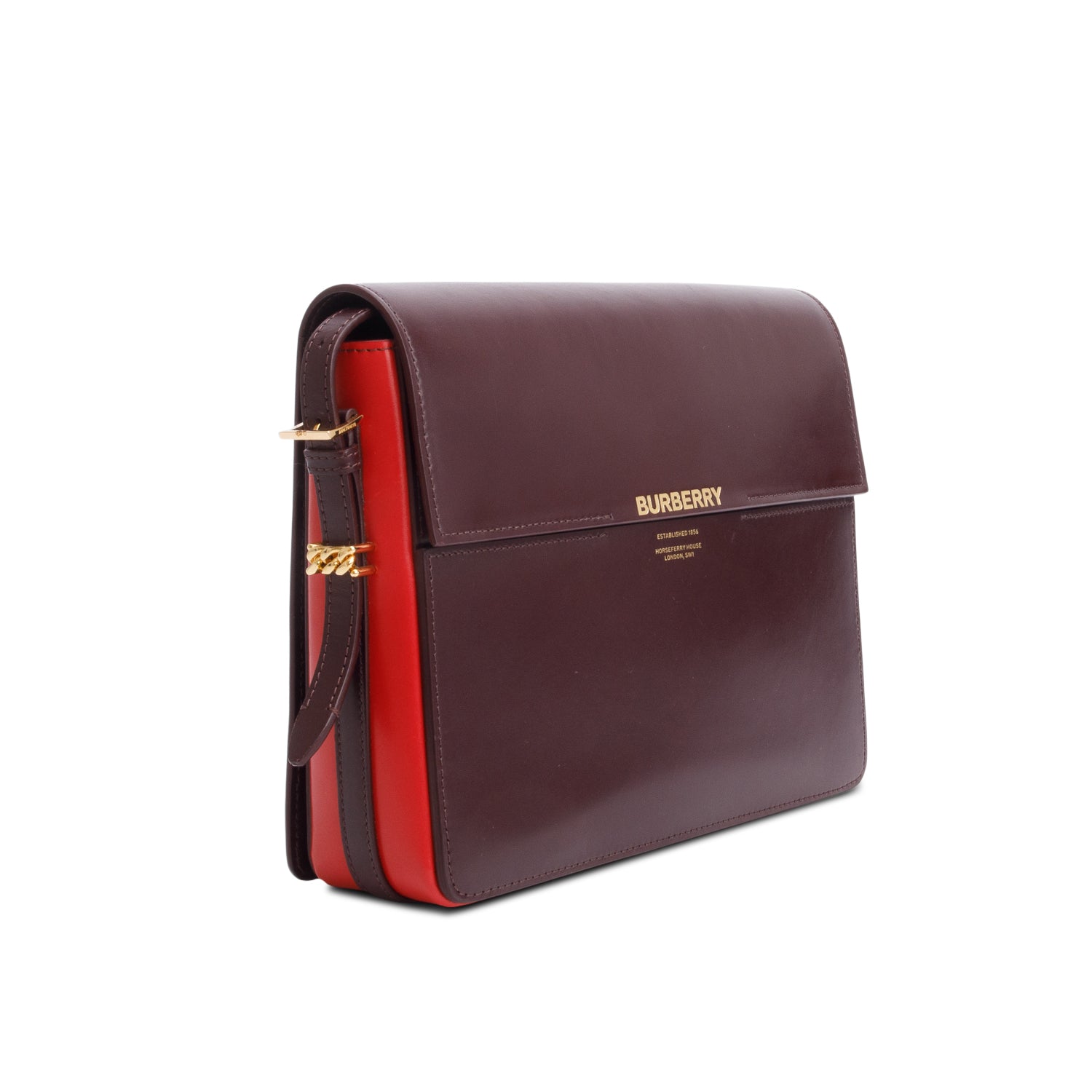 Burberry Burgundy & Red Smooth Calfskin Leather Medium Grace Bag