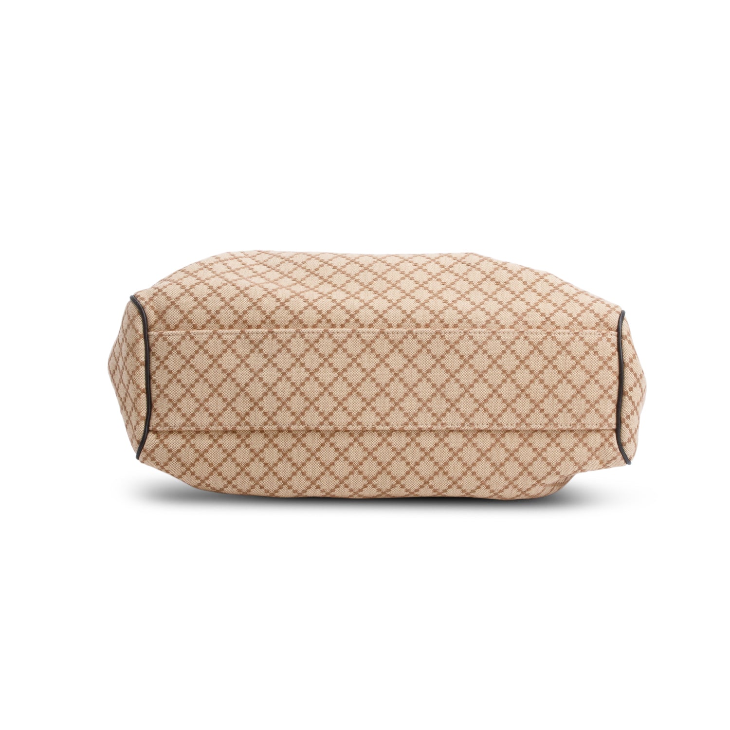 Gucci Beige Diamante Canvas Black Leather Trim Medium Sukey Bag