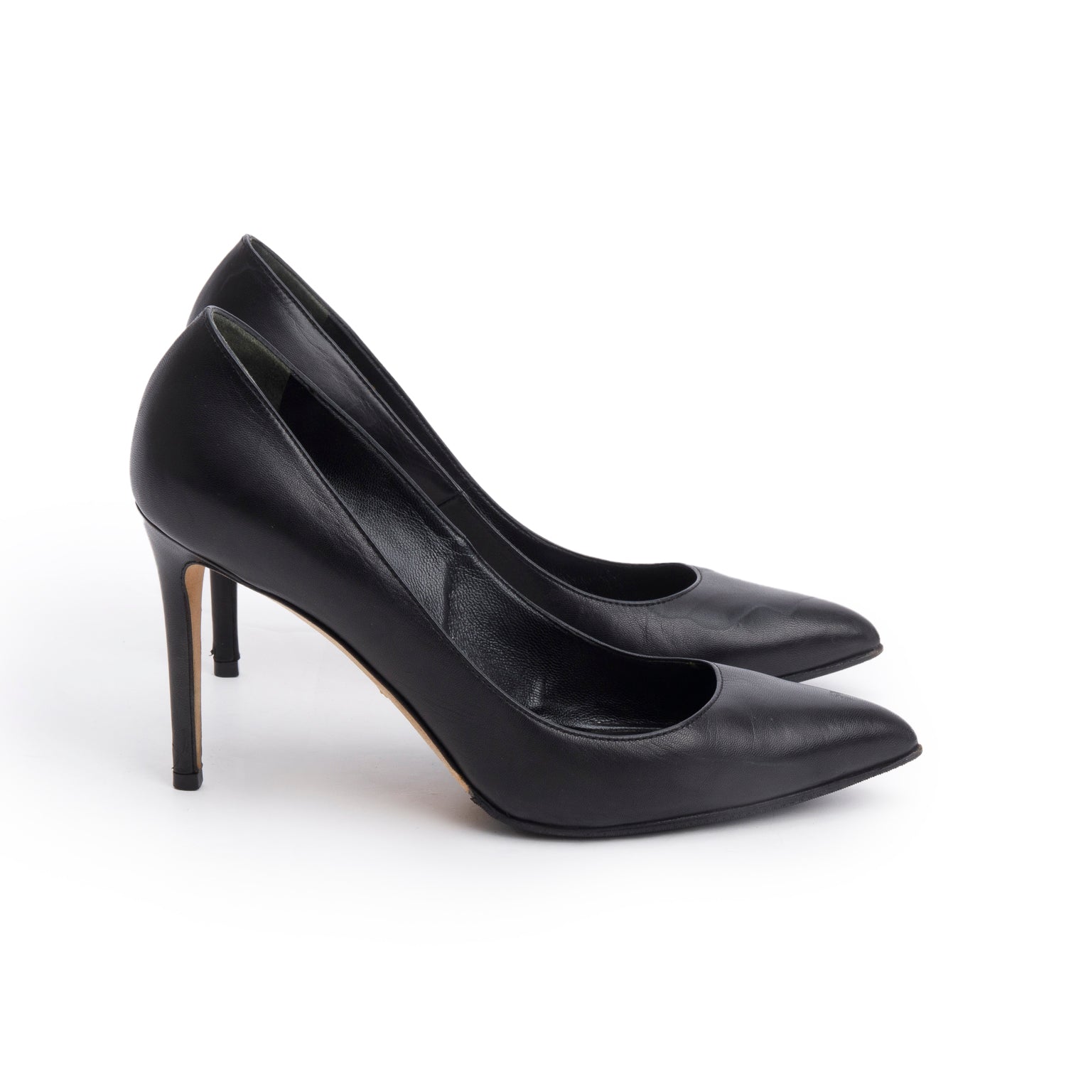 Gucci Black Leather Pointed Toe Pumps, Size 37 w/ Box