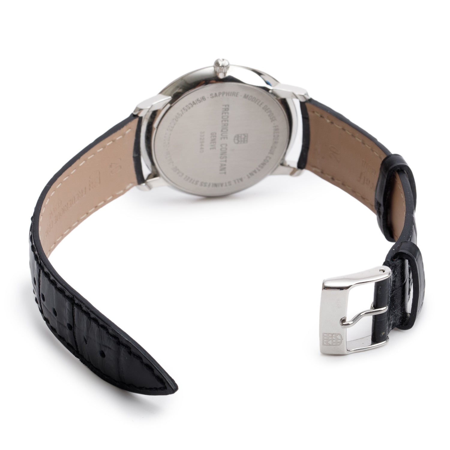 Frederique Constant Stainless Steel Slimline 39 MM Quartz Watch Black Dial