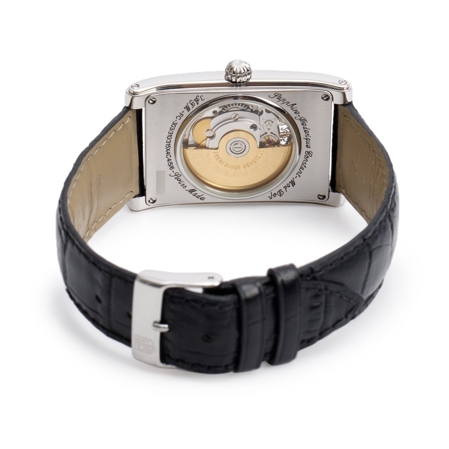 Frederique Constant Stainless Steel Carree Heartbeat Automatic Watch Black Dial