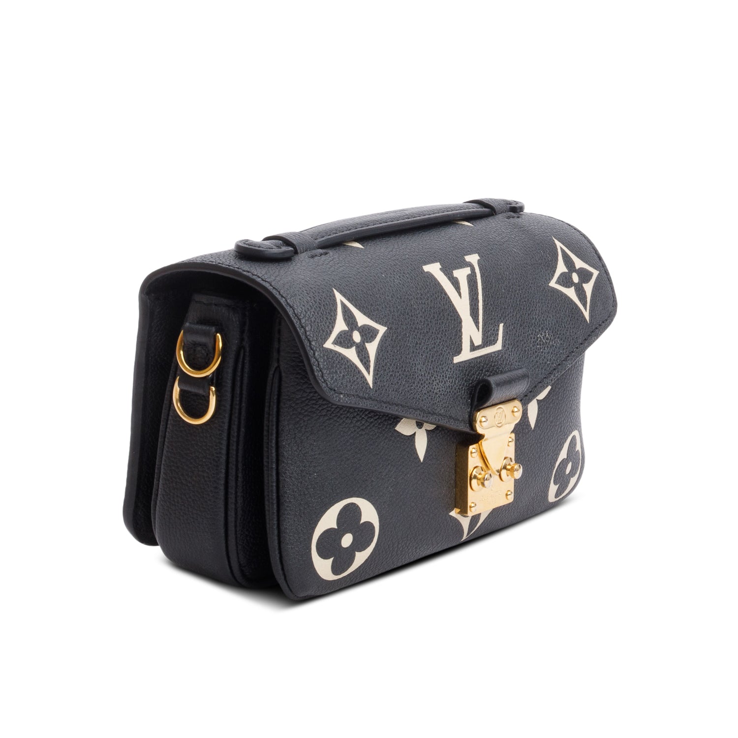 Louis Vuitton 2023 Black/Beige Bicolor Monogram Empreinte Leather East West Pochette Metis w/ Strap, Box & Receipt