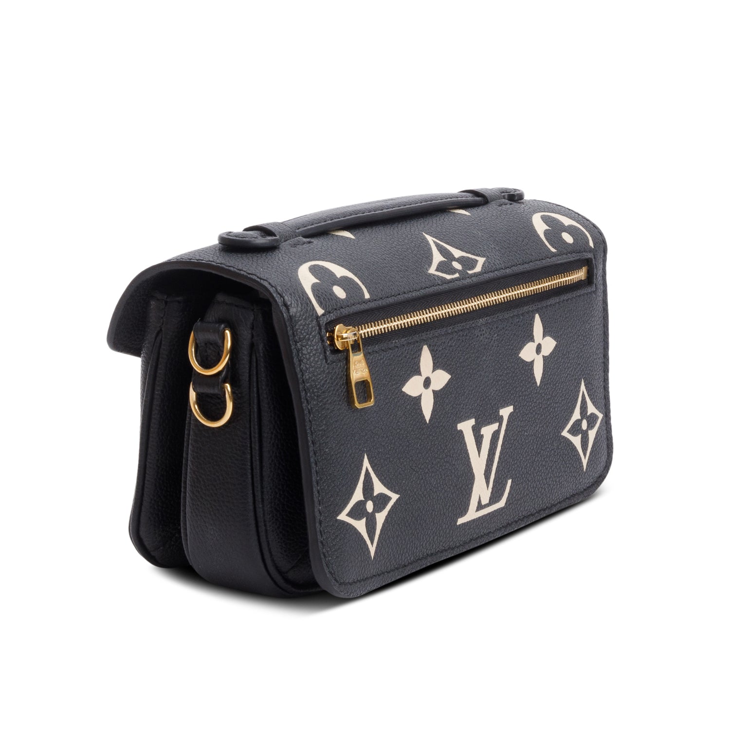 Louis Vuitton 2023 Black/Beige Bicolor Monogram Empreinte Leather East West Pochette Metis w/ Strap, Box & Receipt