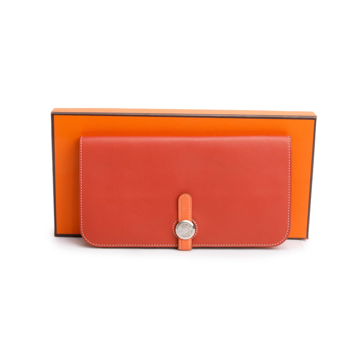 Hermes Saguine Crevette Swift Leather Dogon Long Wallet w/ Box