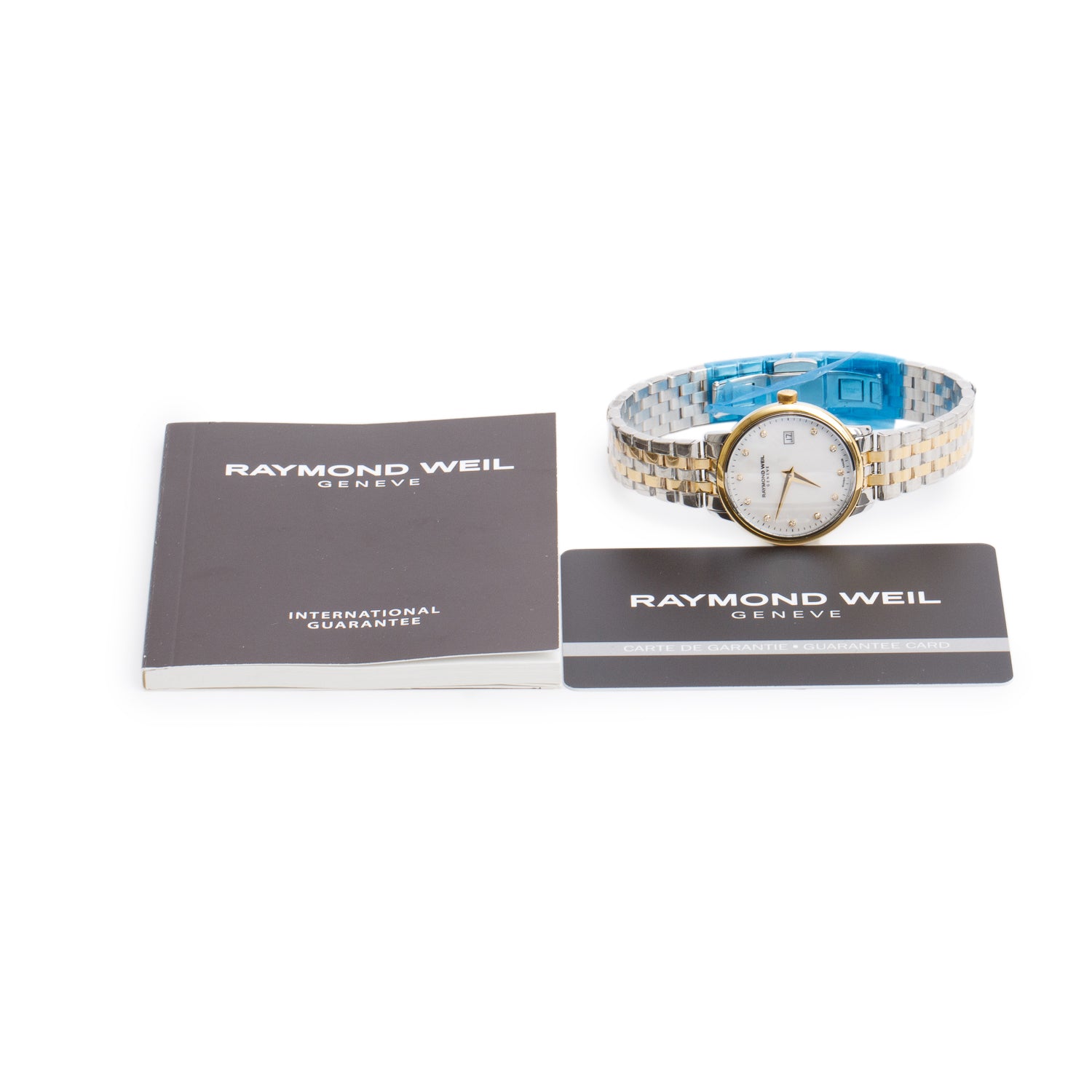 Raymond Weil Yellow Gold PVD & Stainless Steel Toccata 29 MM Quartz Watch Mother of Pearl Diamond Dial 5988 w/ Papers