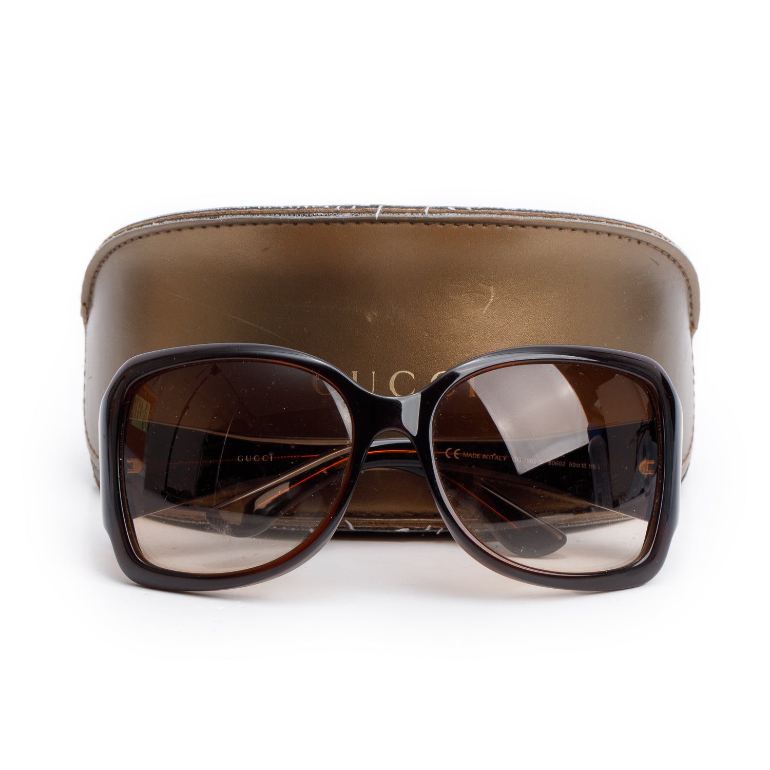 Gucci GG2695/S Brown Acetate CC Logo Oversized Square Sunglasses w/ Case