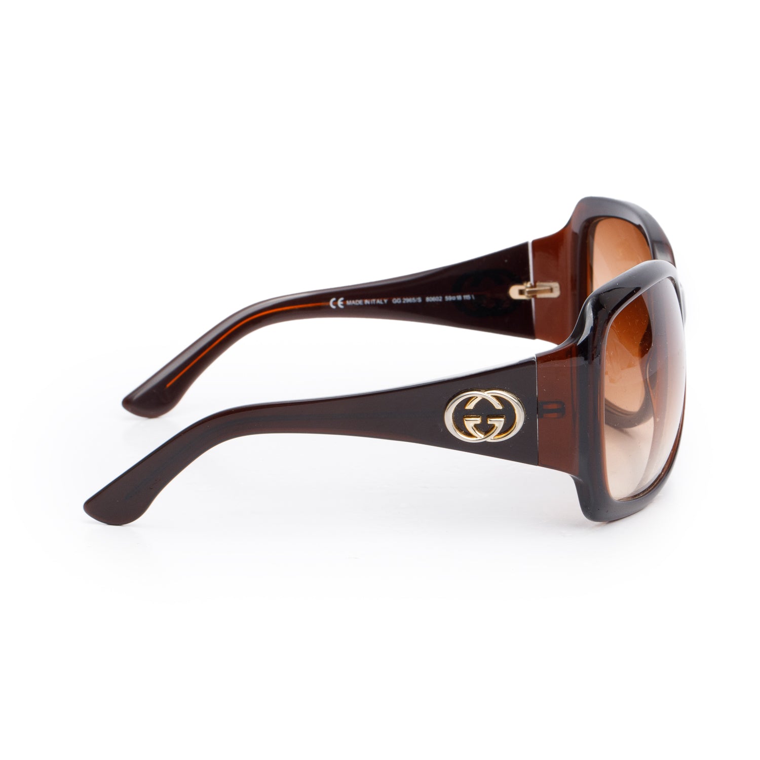 Gucci GG2695/S Brown Acetate CC Logo Oversized Square Sunglasses w/ Case