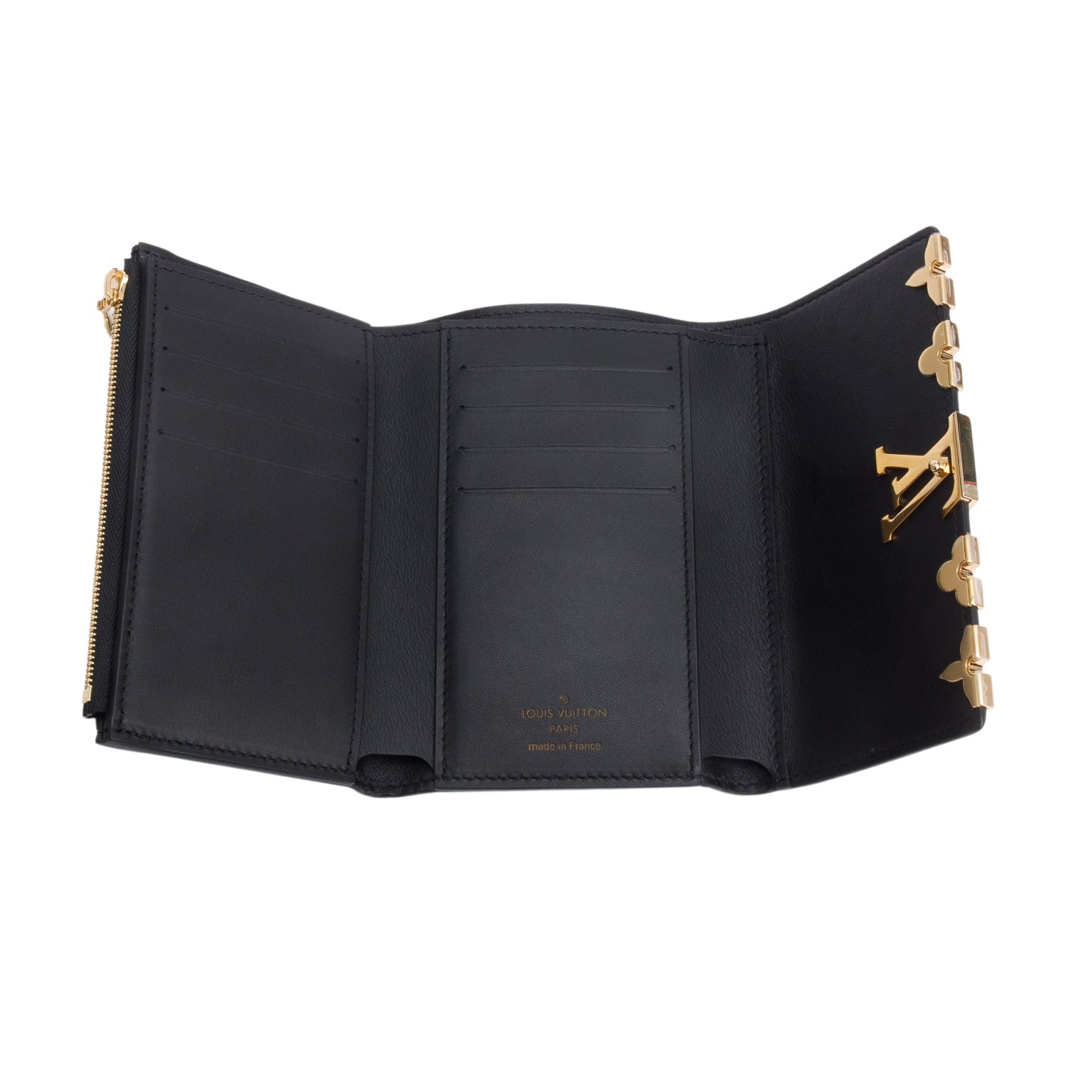Louis Vuitton Black Taurillon Leather Capucines Compact Wallet w/ Box