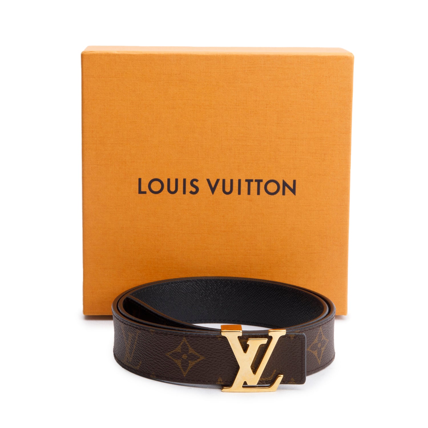 Louis Vuitton 2020 Monogram Black Leather LV Initiales 30 MM Reversible Belt 75 30 w/ Box