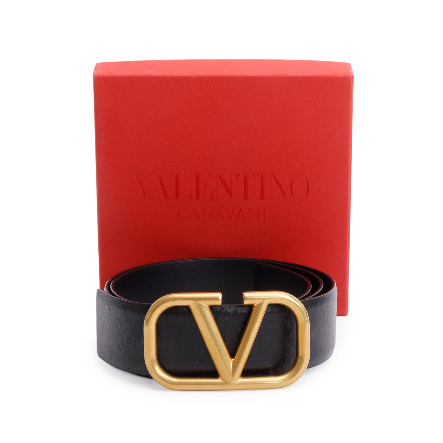 Valentino Black Calfskin Reversible Vlogo Signature 40 MM Leather Belt,  85 34 w/ Box
