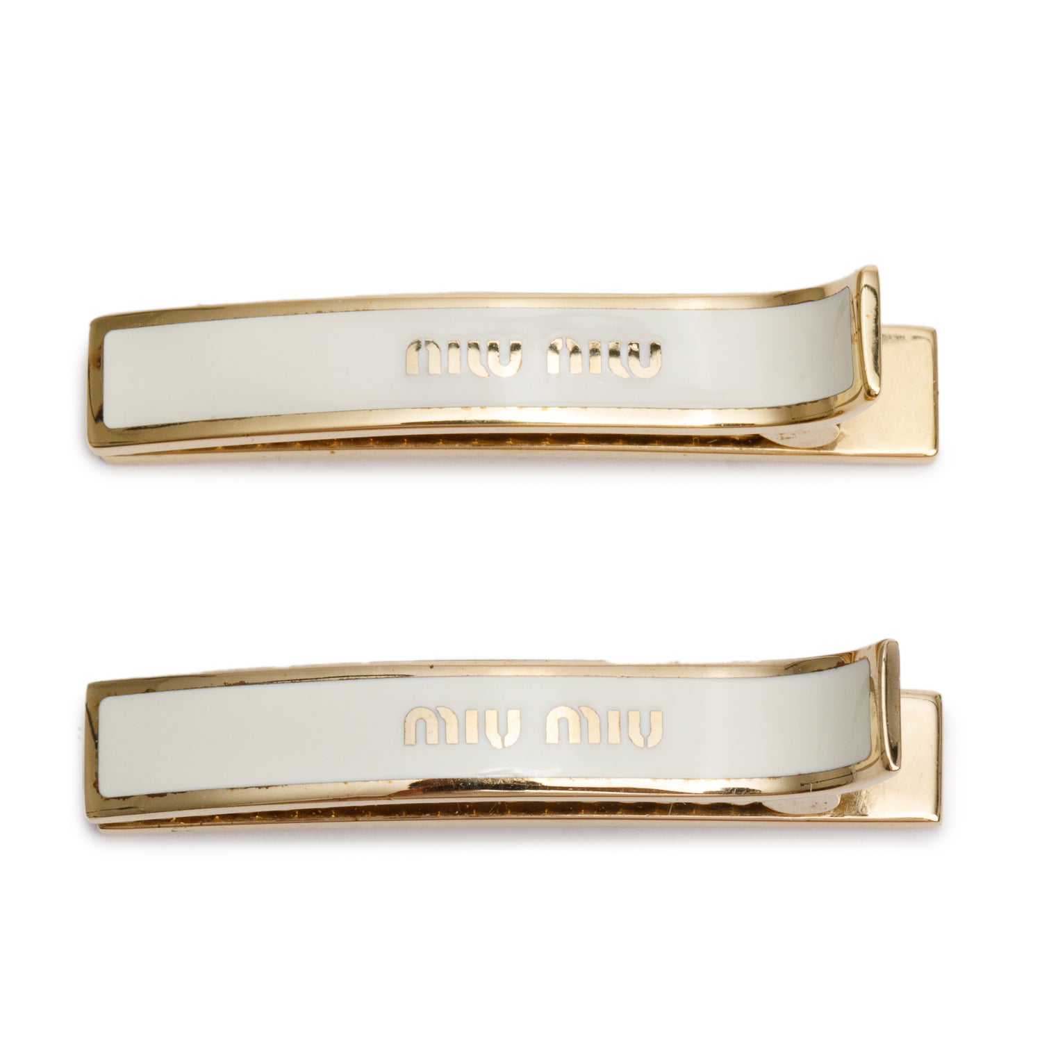 Miu Miu White Logo Hair Clips w/ Box