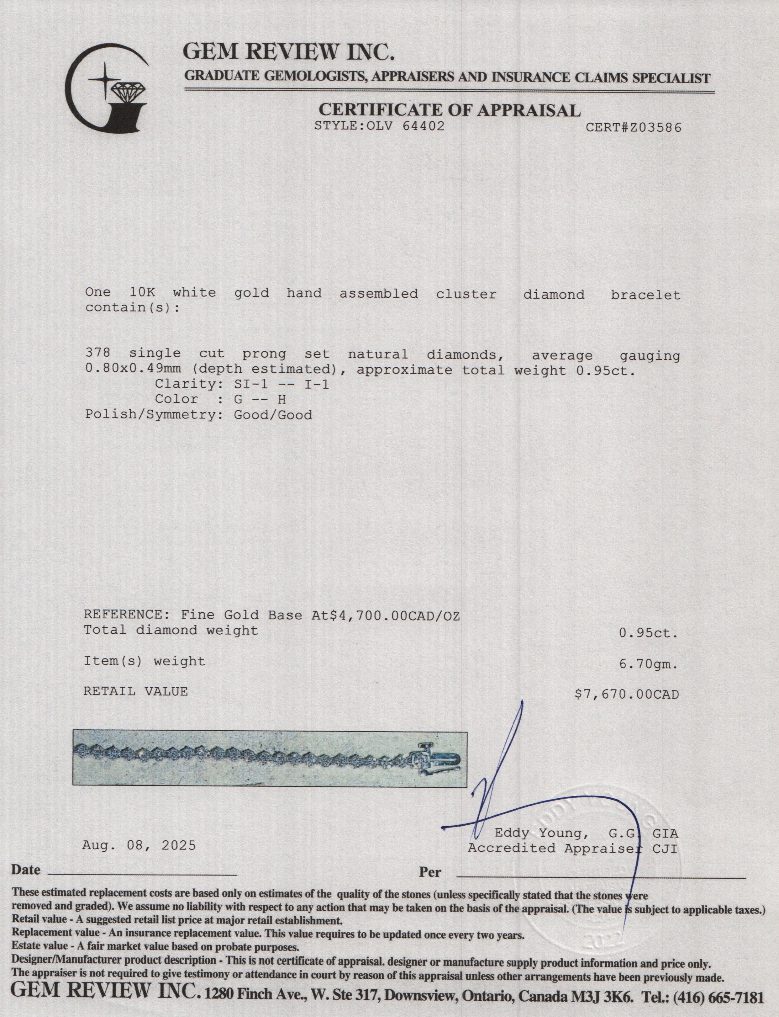 10k White Gold 0.95 tcw. Cluster Diamond Bracelet