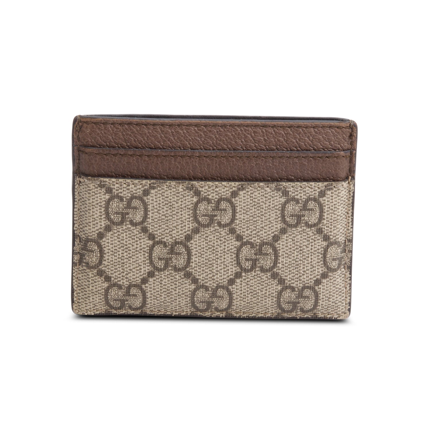 Gucci Brown Calfskin Leather GG Supreme Ophidia Card Case