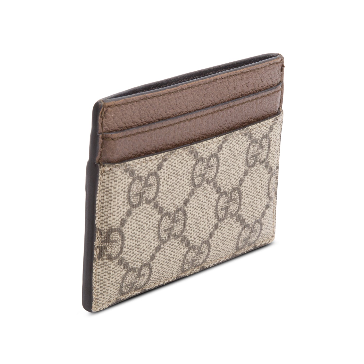 Gucci Brown Calfskin Leather GG Supreme Ophidia Card Case
