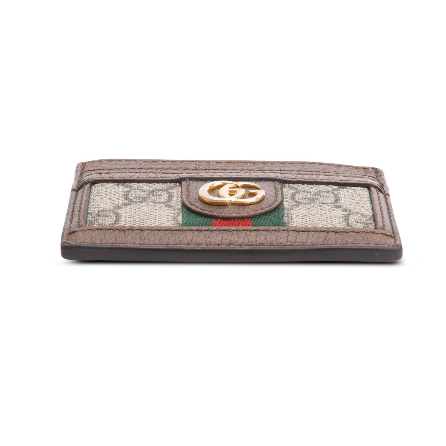 Gucci Brown Calfskin Leather GG Supreme Ophidia Card Case