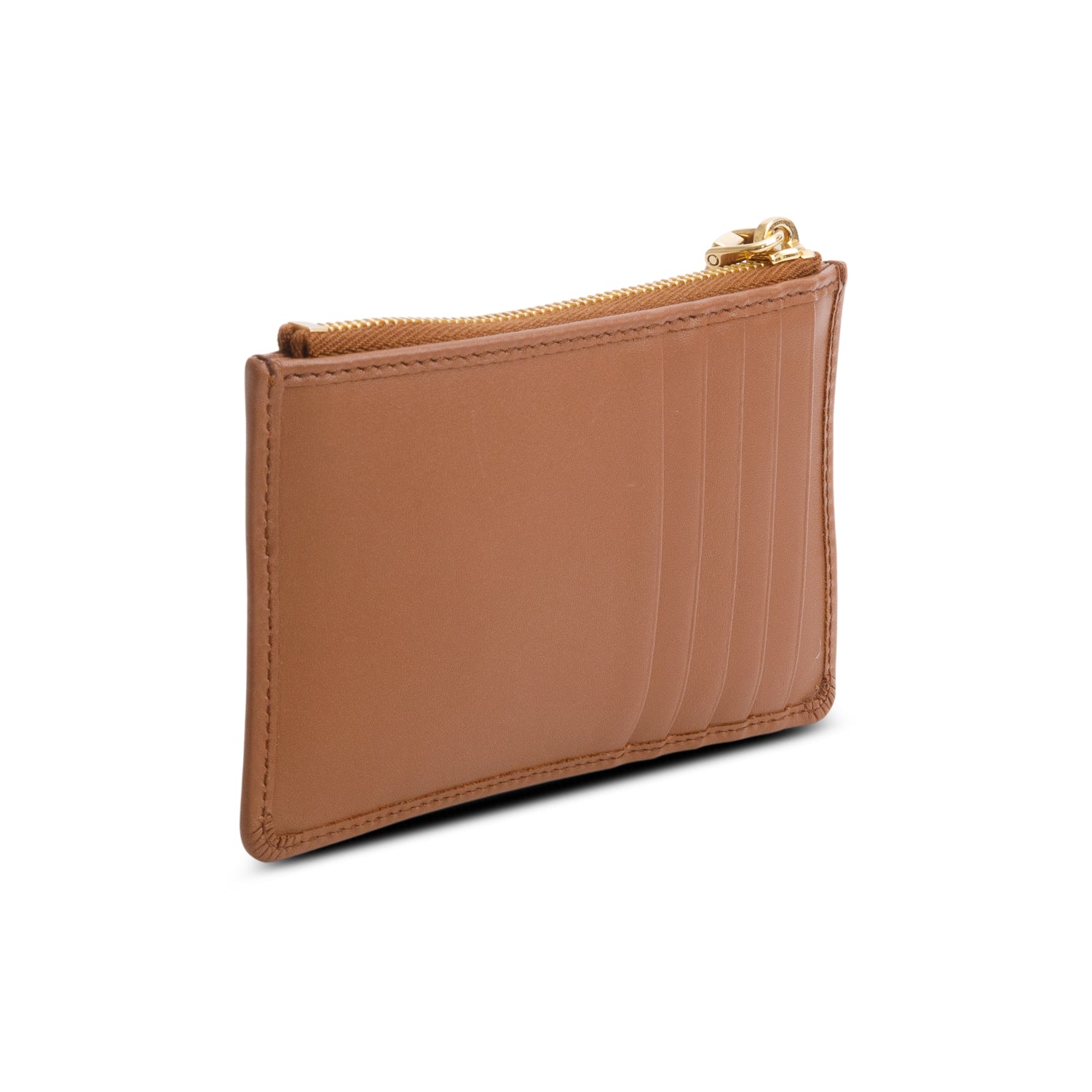 Miu Miu Blue Brown Nappa Leather Zip Card Case w/ Box