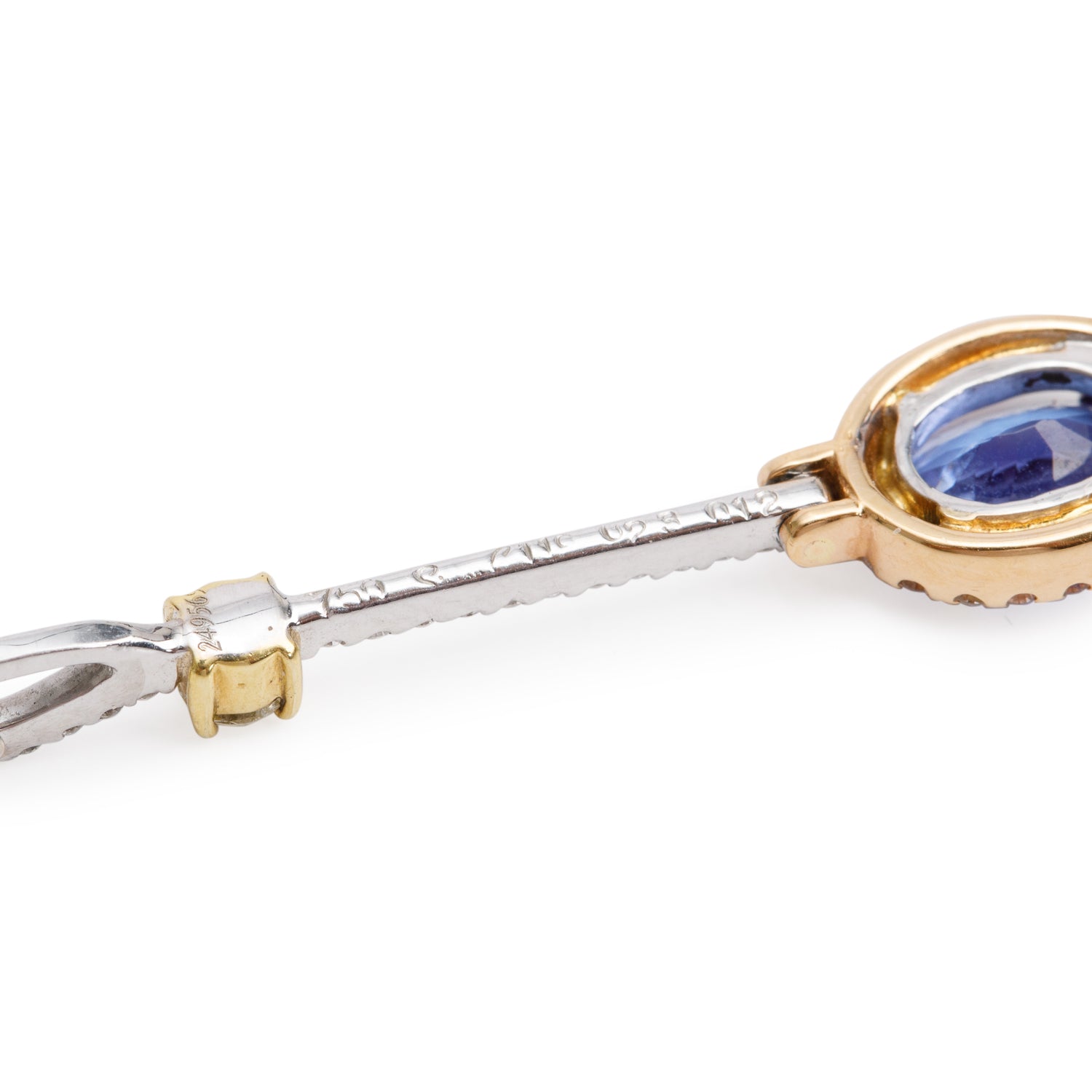 18k Yellow and White Gold Tanzanite & Diamond Drop Pendant Necklace