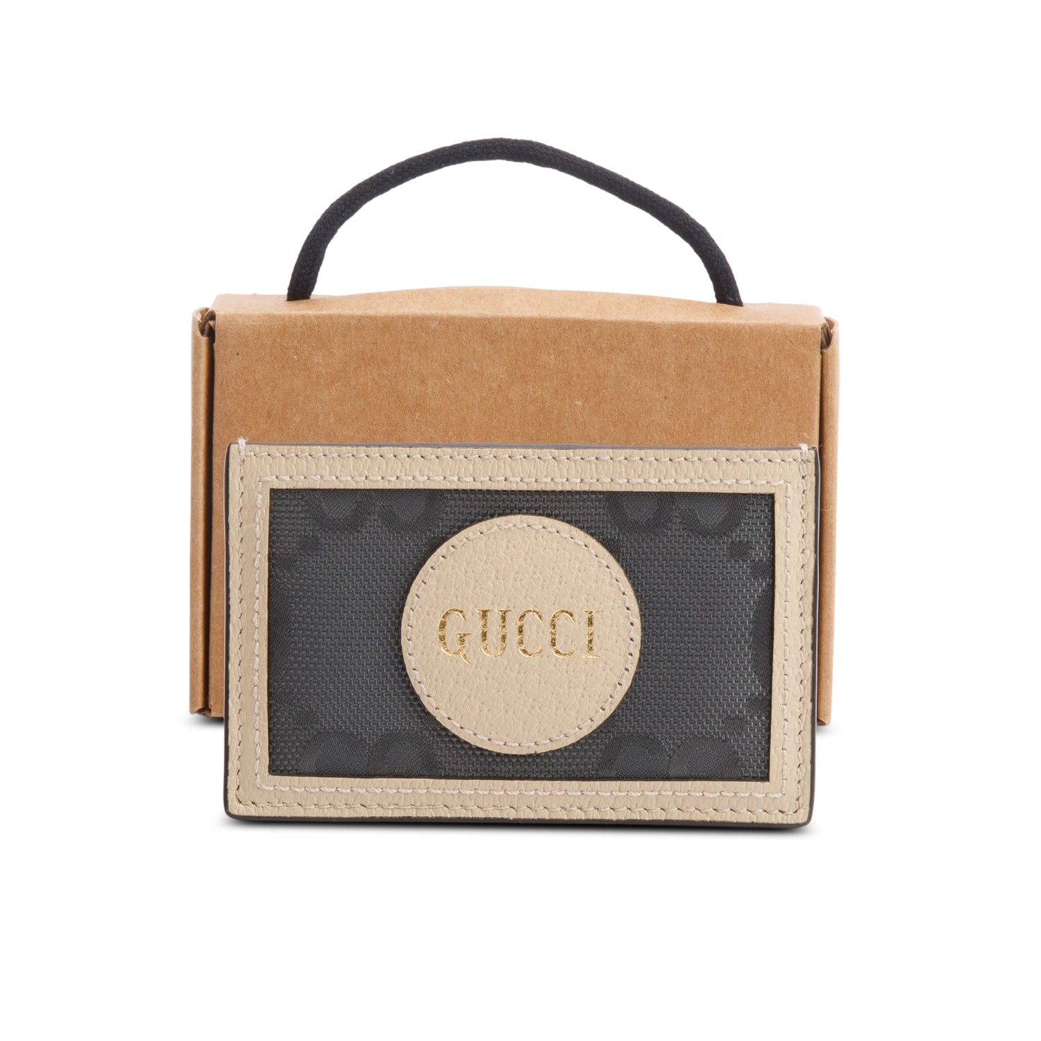 Gucci Beige Calfskin Grey Econyl Off The Grid Card Holder w/ Box