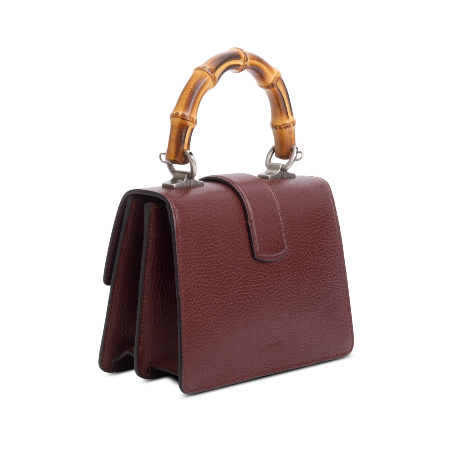 Gucci Burgundy Calfskin Leather Dionysus Bamboo Mini Top Handle Bag w/ Strap