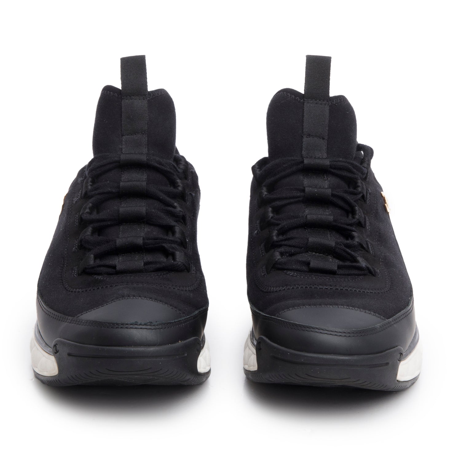 Chanel Black Canvas Calfskin Leather Trim CC Logo Sneakers, Men's Size 42