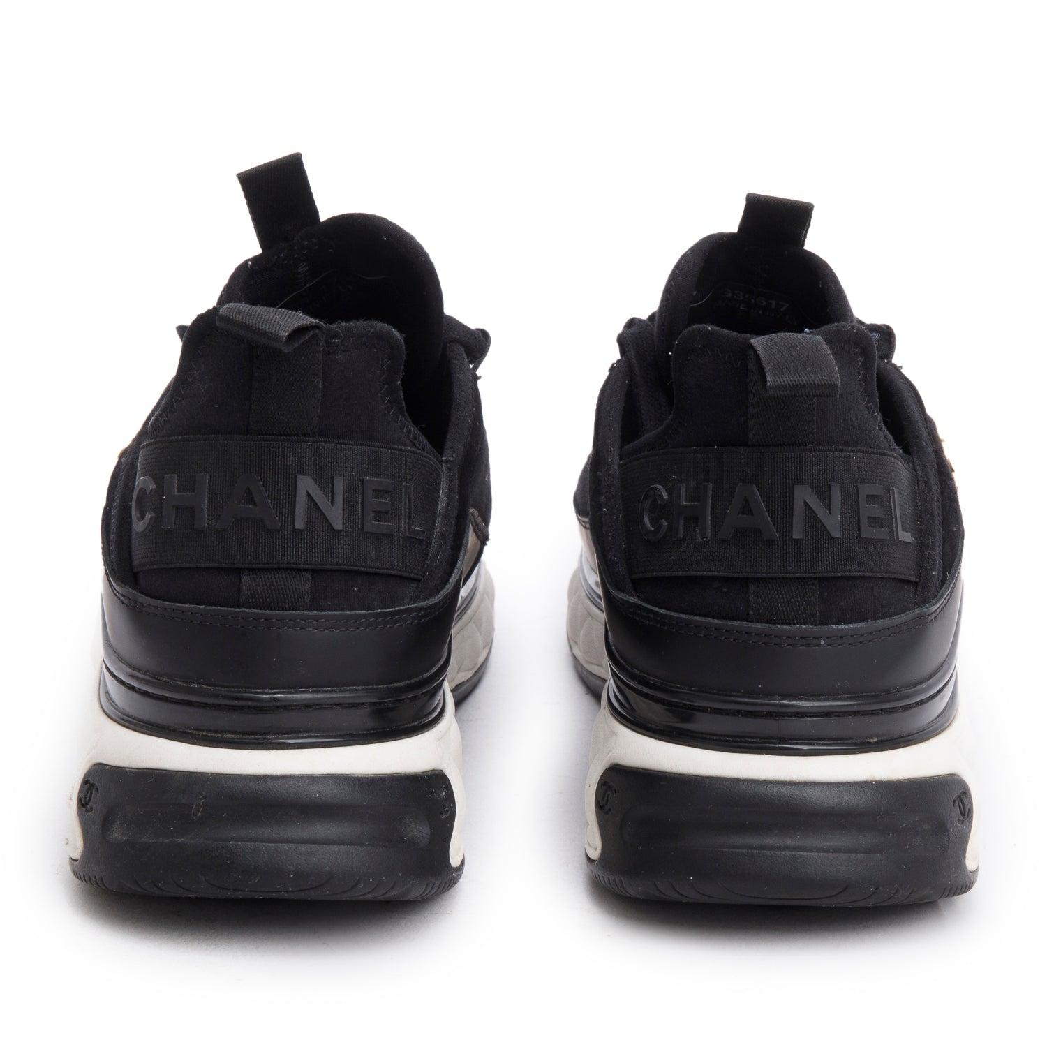 Chanel Black Canvas Calfskin Leather Trim CC Logo Sneakers, Men's Size 42