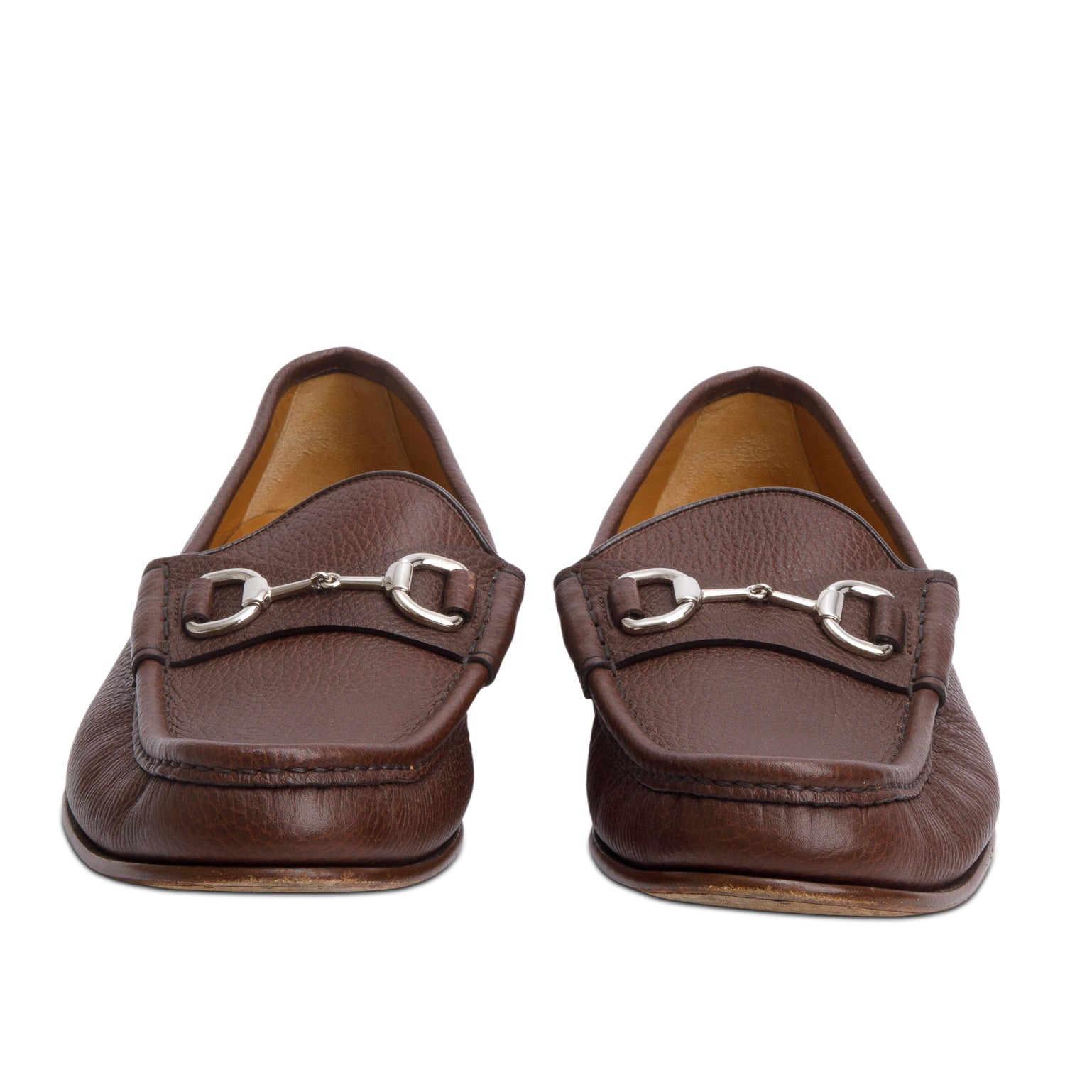 Gucci Brown Leather Horsebit 1953 Accent Drive Loafers, Men's Size 7.5