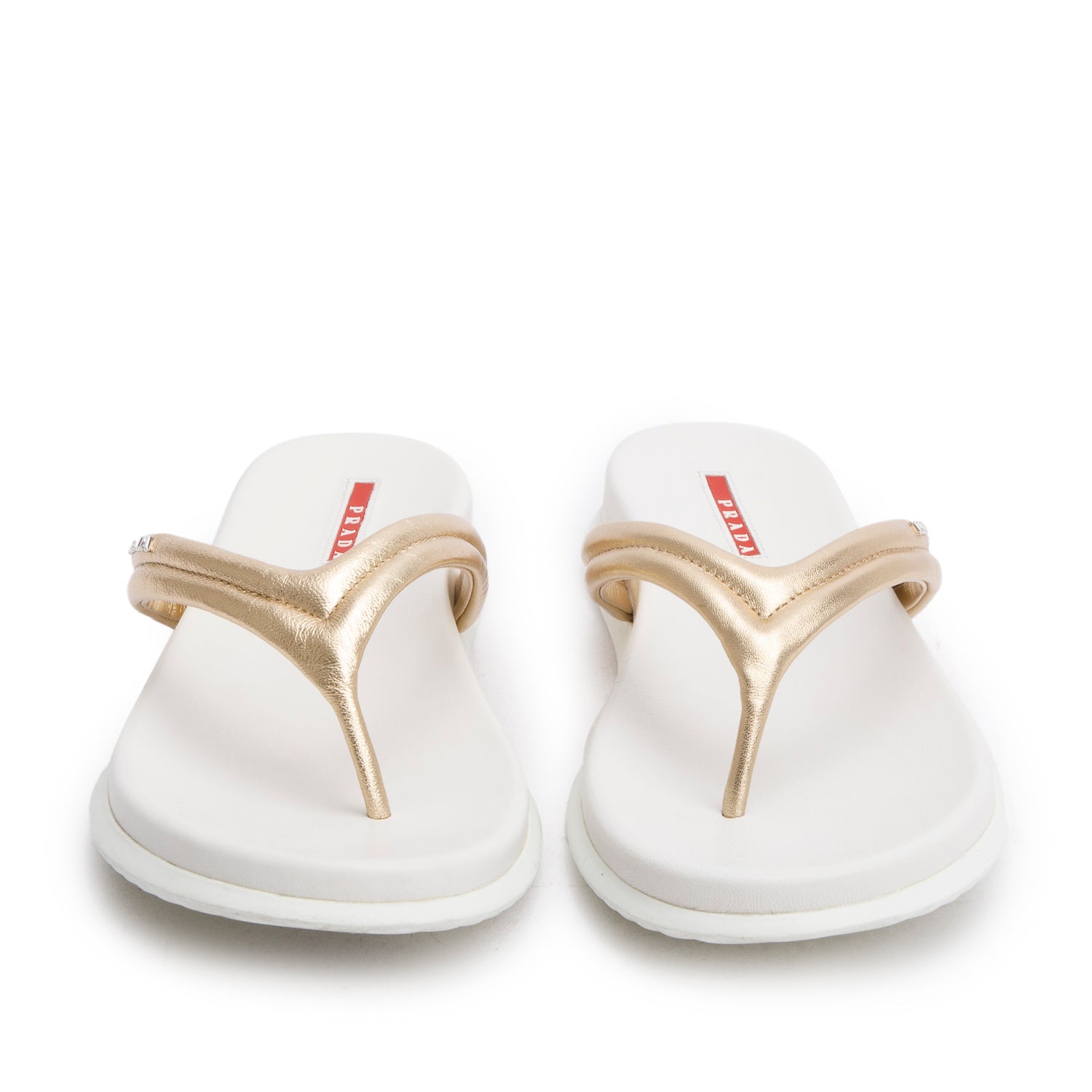 Prada Black/Gold Rubber Thong  Sandals, Size 41