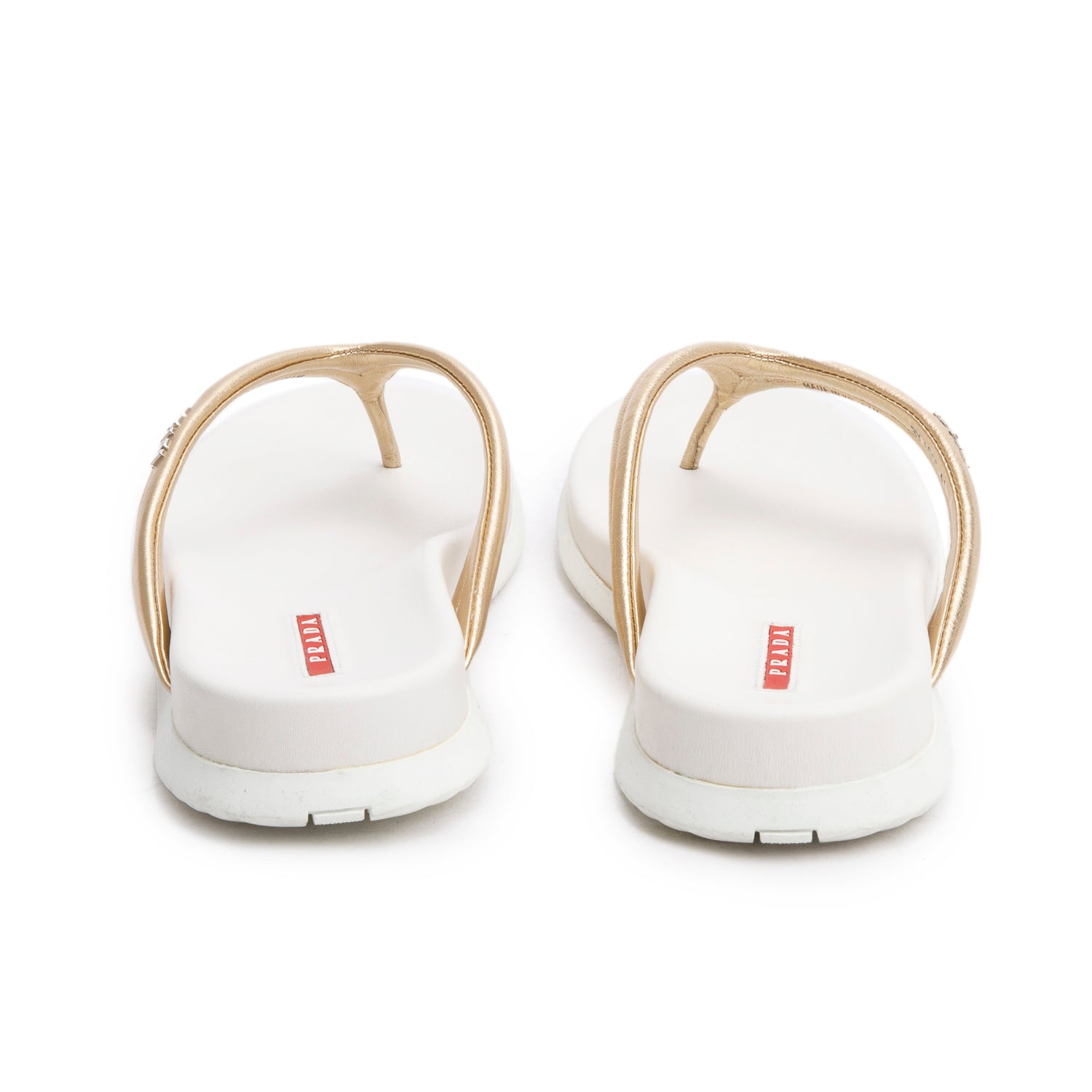 Prada Black/Gold Rubber Thong  Sandals, Size 41