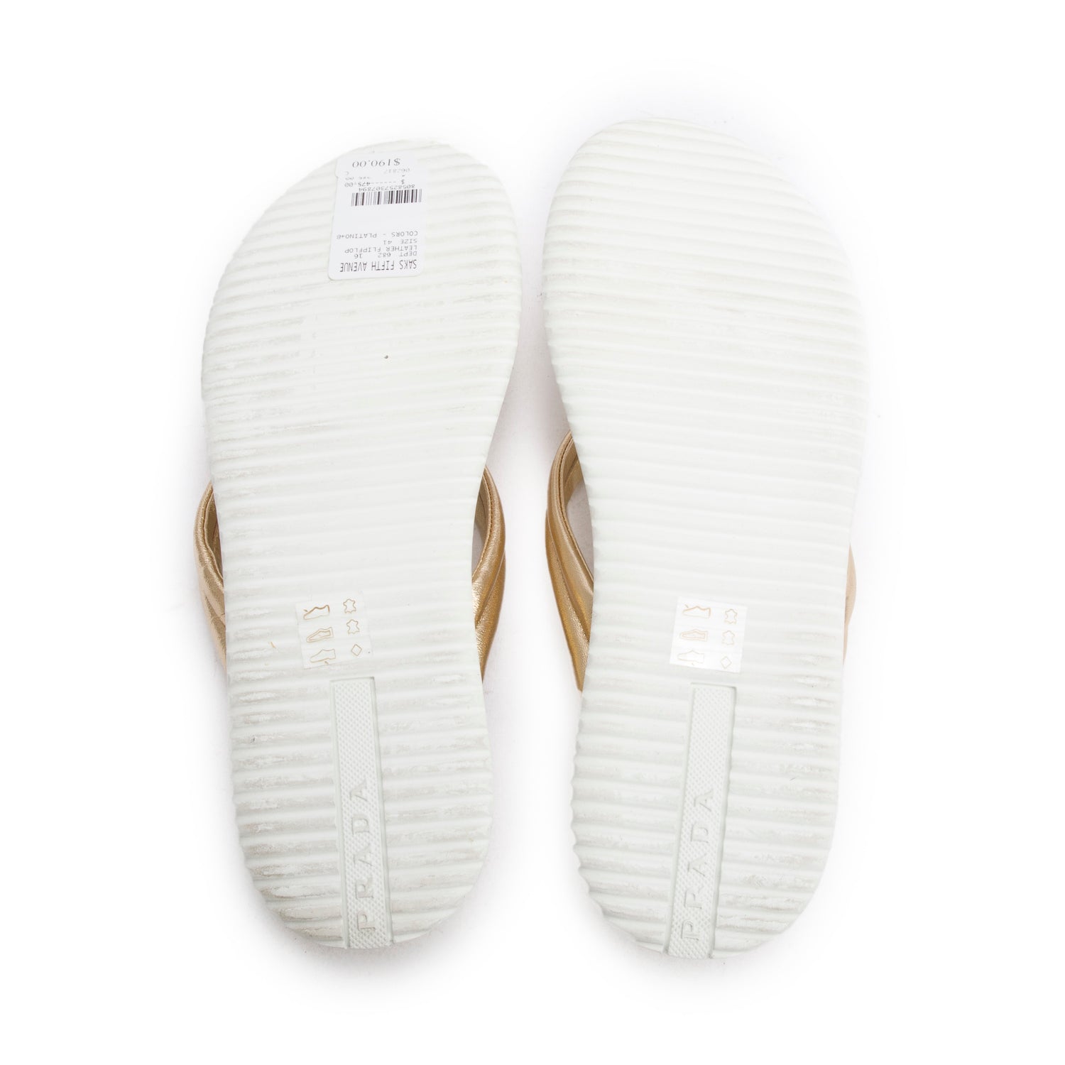 Prada Black/Gold Rubber Thong  Sandals, Size 41