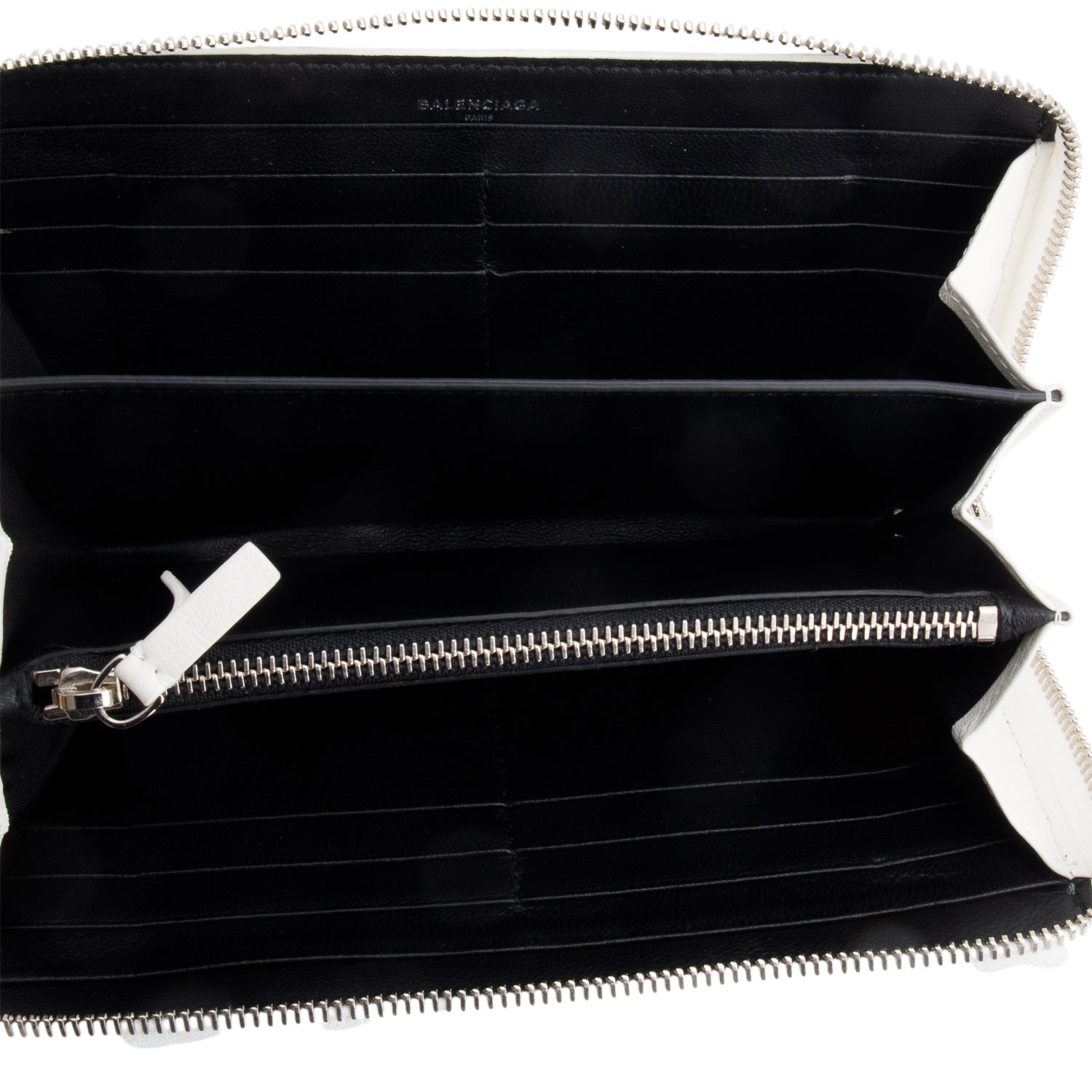 Balenciaga White Calfskin Leather Cash Continental Zip Wallet