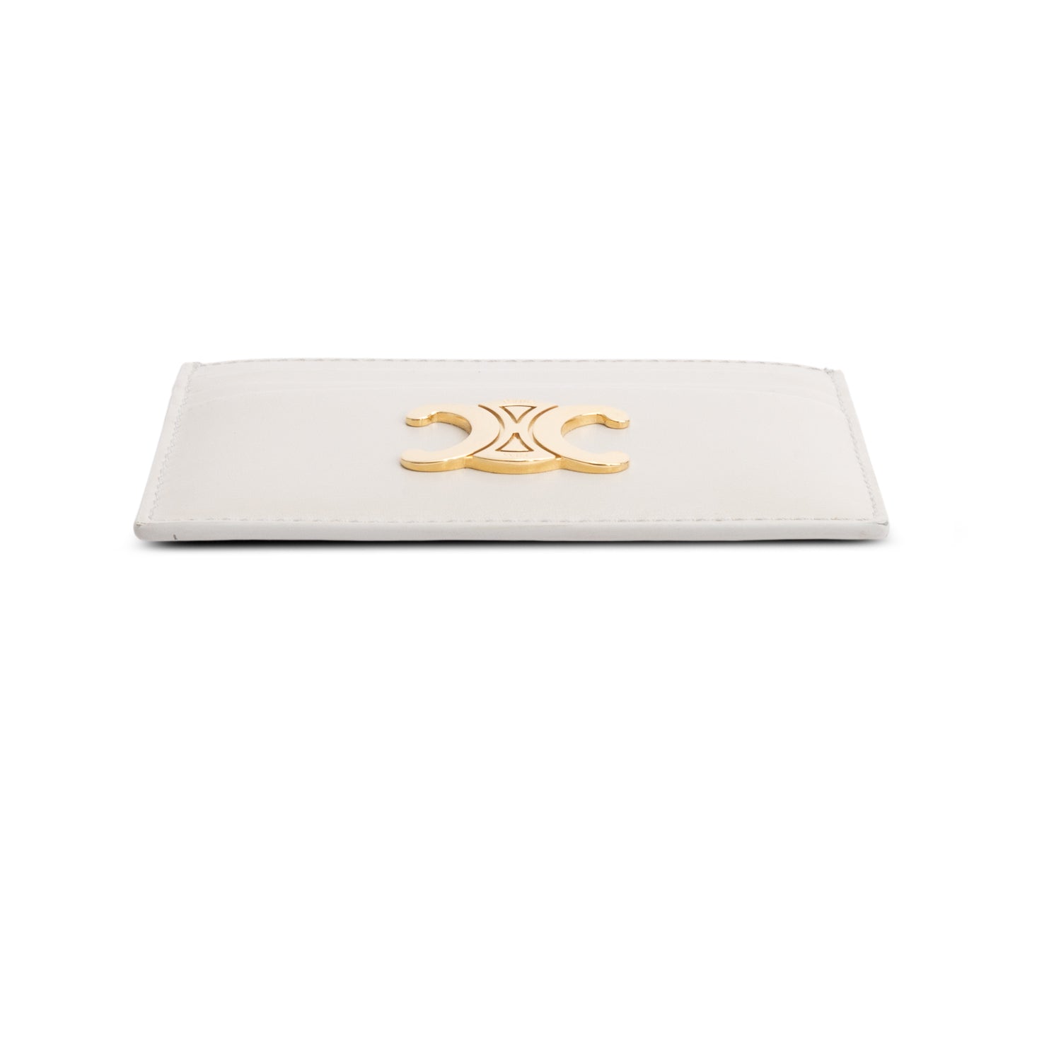 Celine 2023 Neutral Leather Triomphe  Logo Card Holder w/ Box