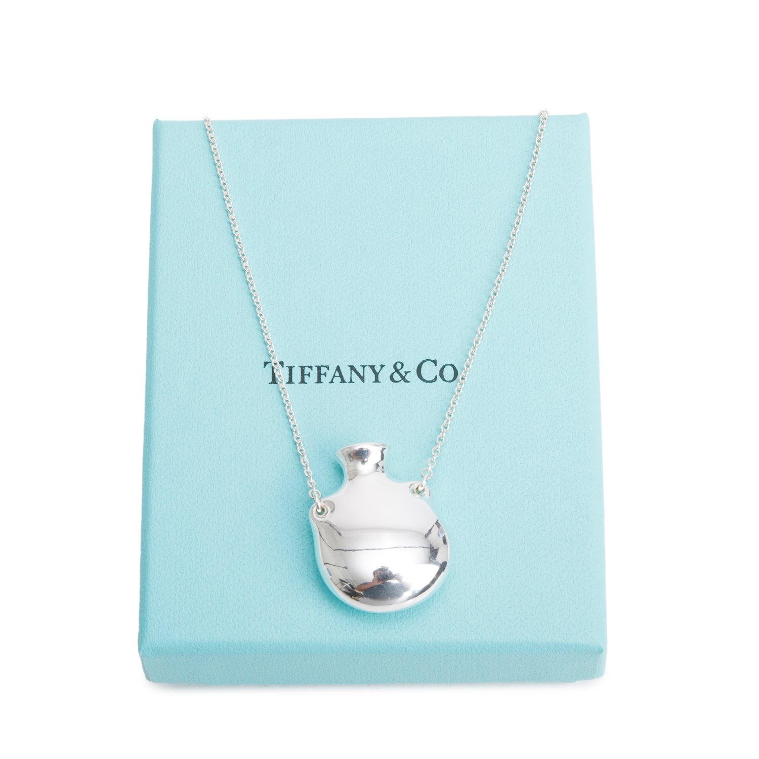 Tiffany & Co. Elsa Peretti Sterling Silver Small Open Bottle Pendant Necklace w/ Box