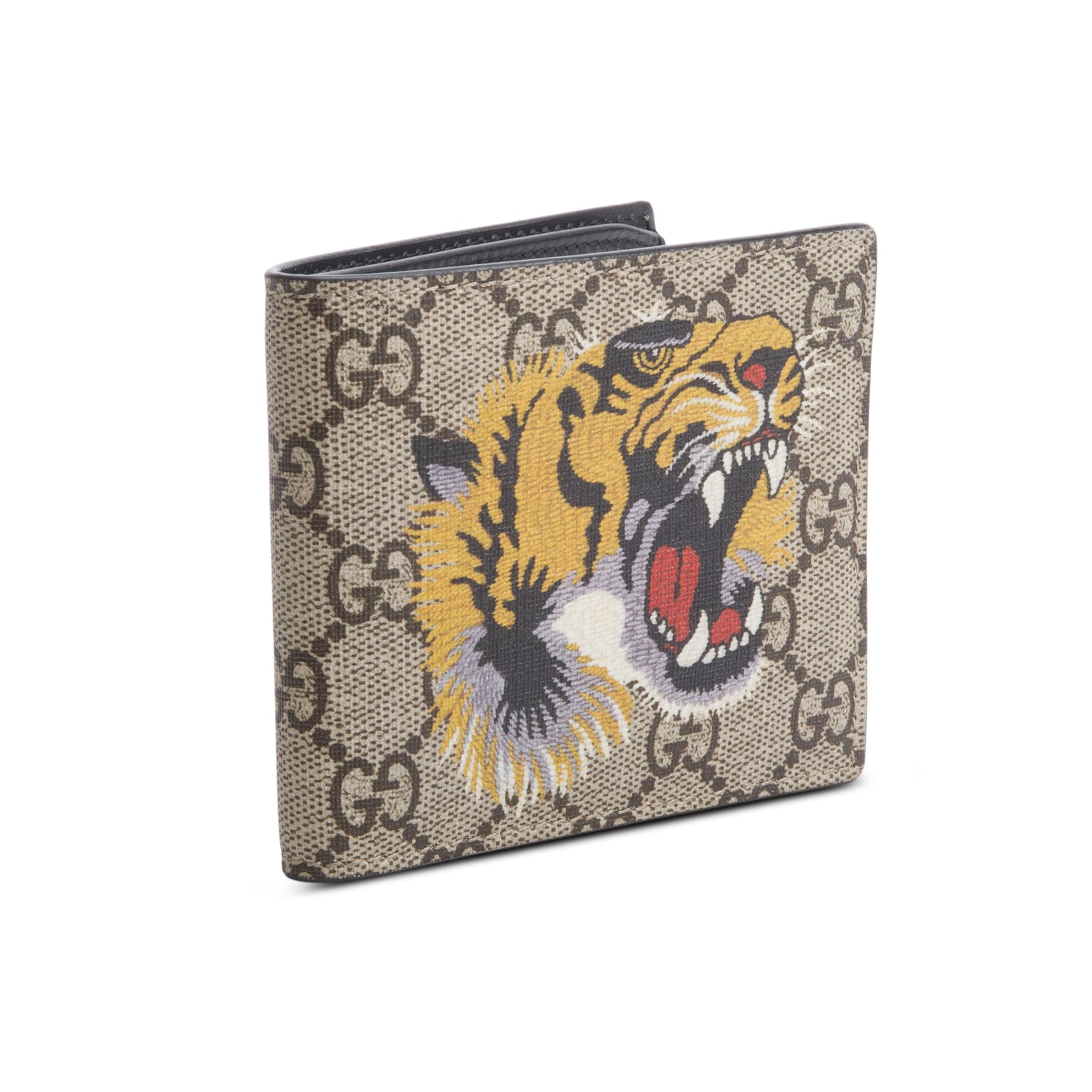 Gucci Beige & Multicolour GG Supreme Tiger Print Bifold Wallet w/ Box