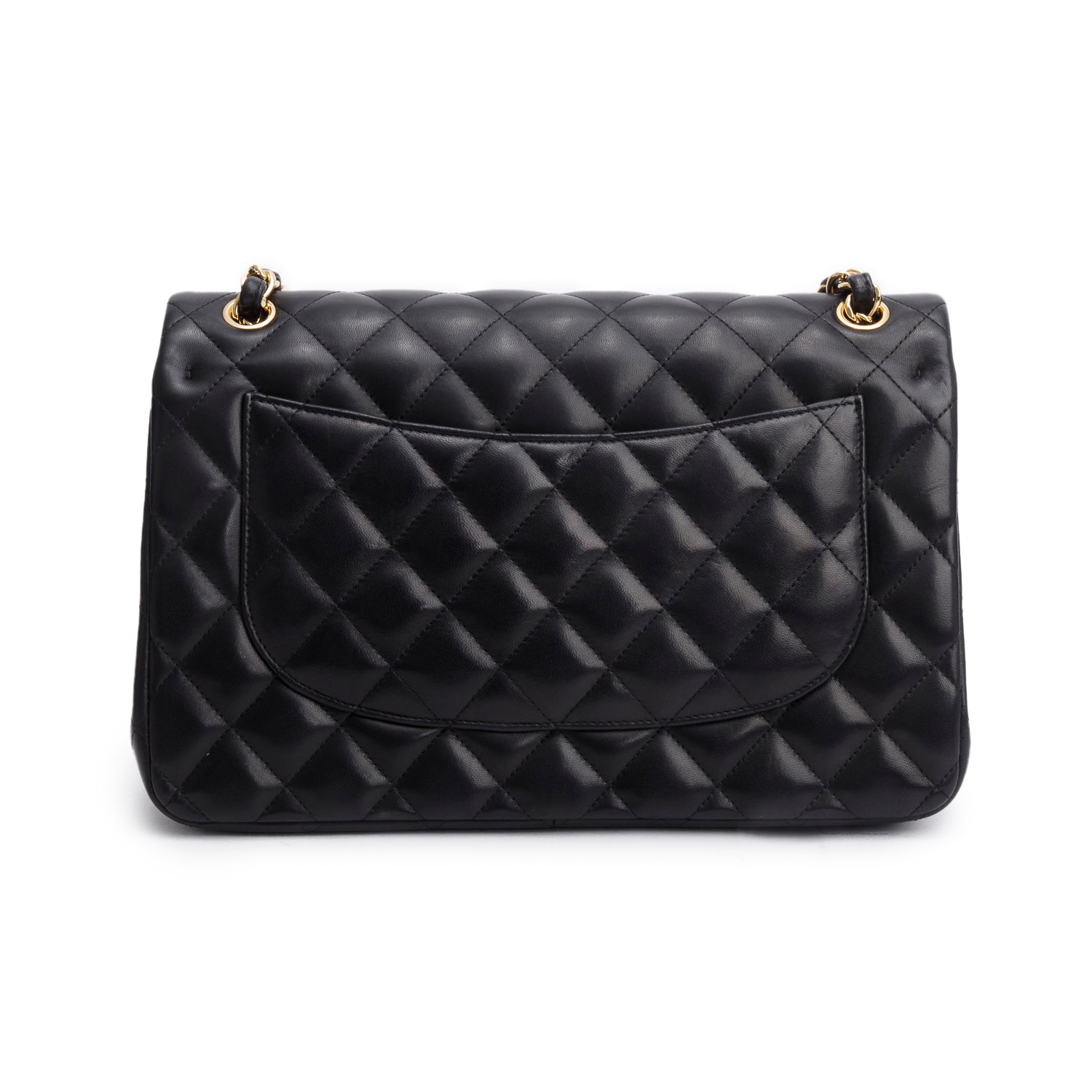 Chanel Black Quilted Lambskin Leather Classic Jumbo Double Flap Bag w/ Authenticity Card
