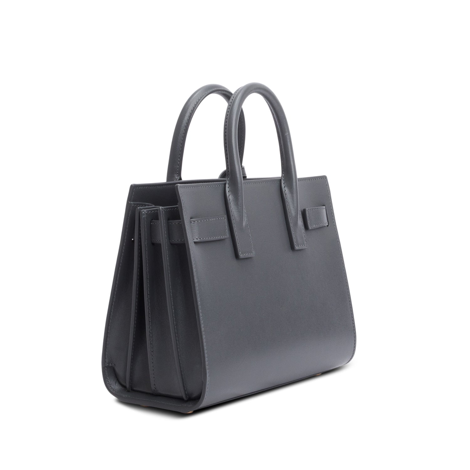Saint Laurent 2024 Grey Smooth Calfskin Leather Nano Sac De Jour w/ Strap