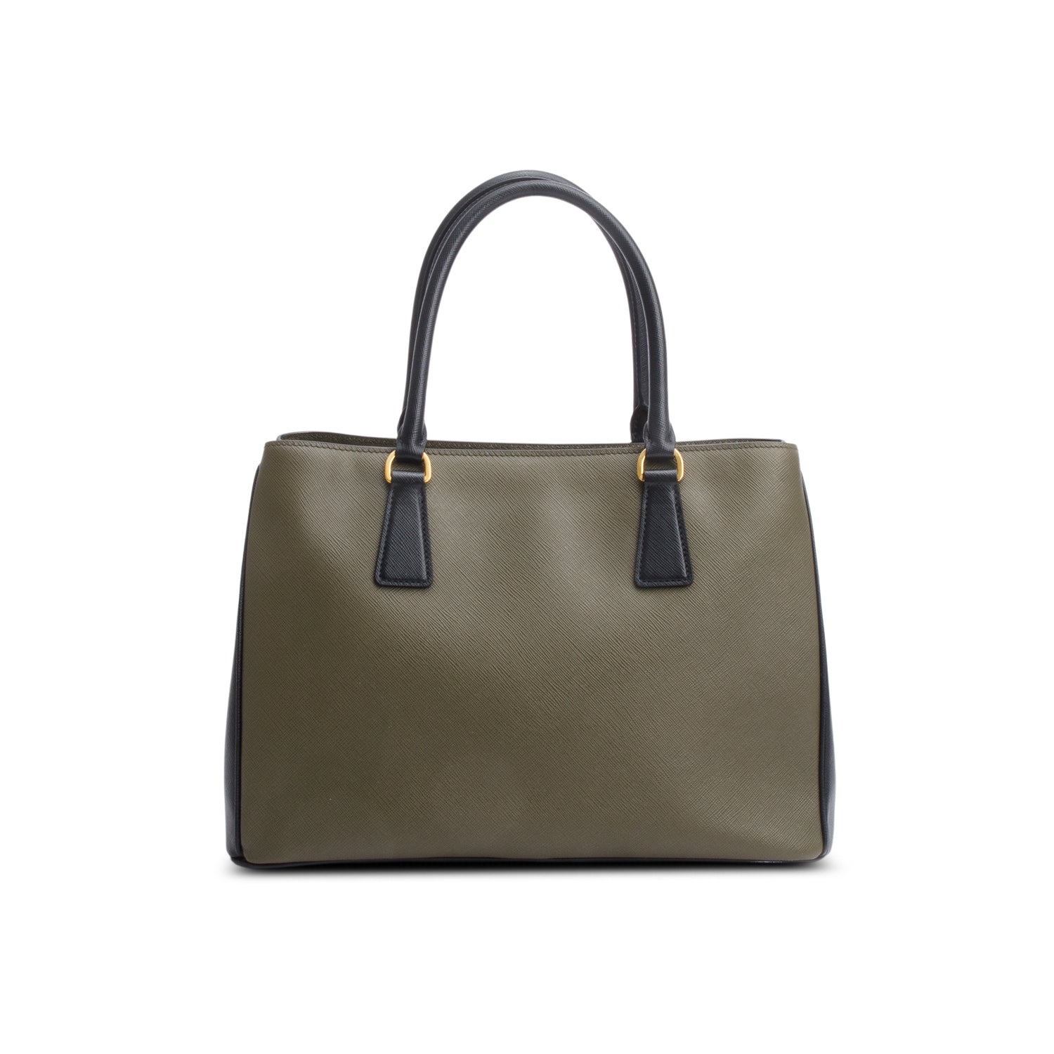 Prada Olive Green/Black Saffiano Lux Medium Galleria Tote w/ Strap & Authenticity Card