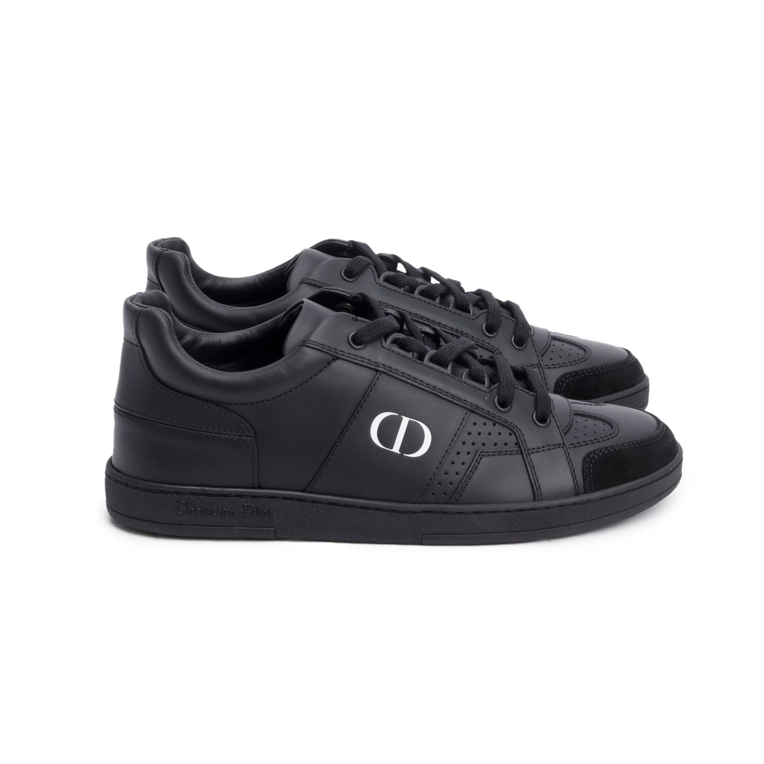 Christian Dior Black Leather Uniform Sneakers, Size 37.5 w/ Box